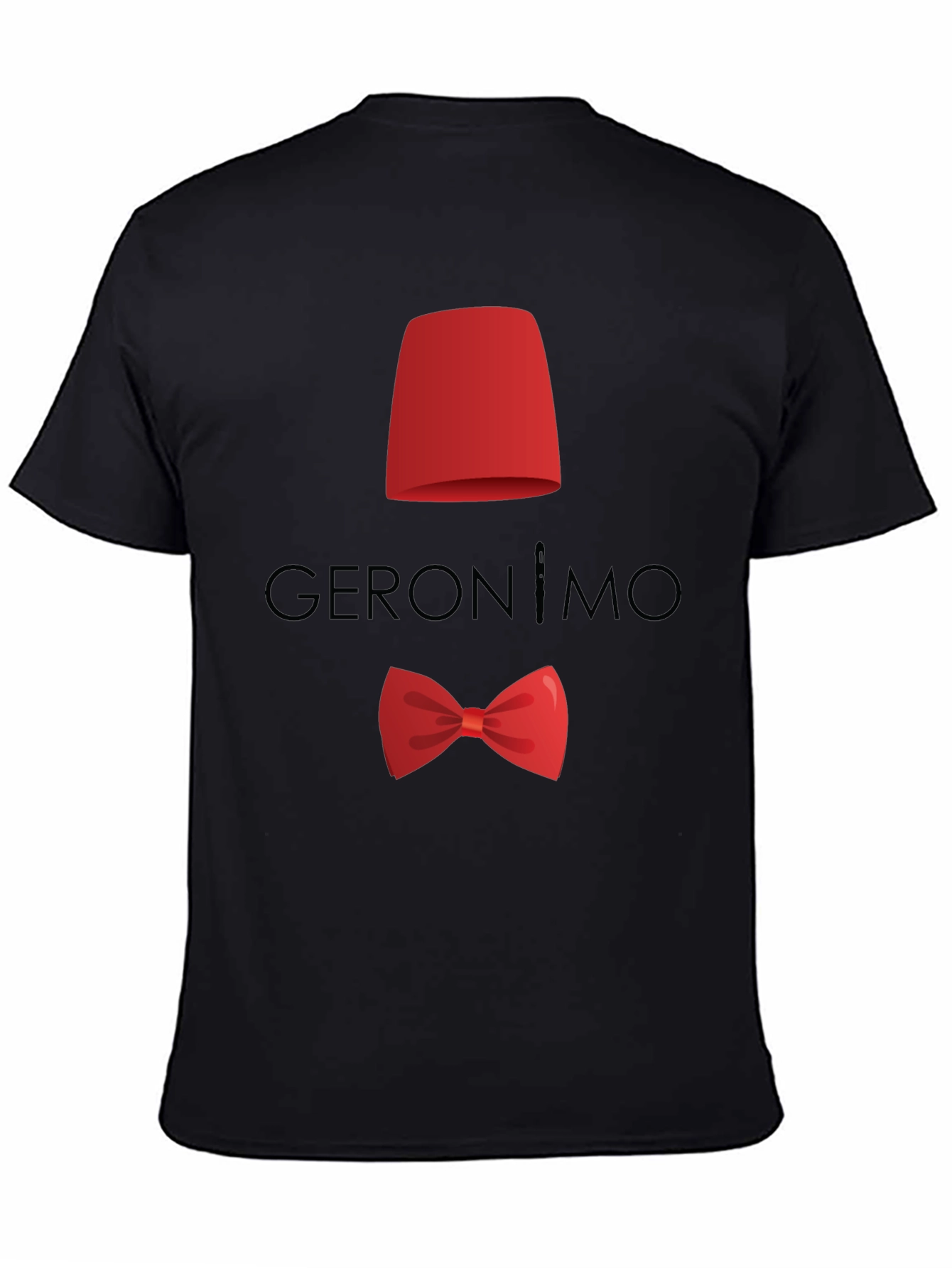 Geronimo T-Shirt: Red Fez & Bow Tie Design