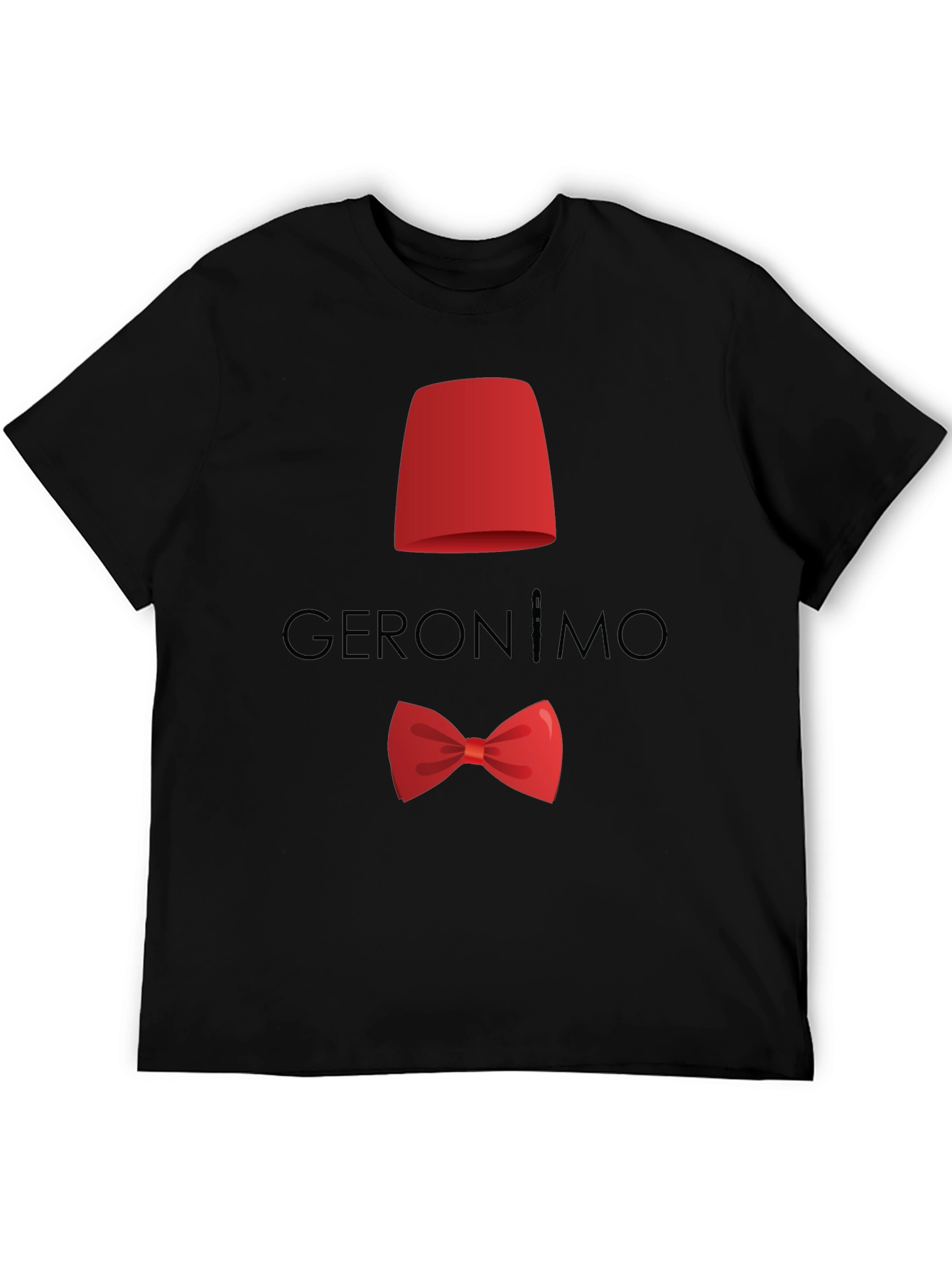 Geronimo T-Shirt: Red Fez & Bow Tie Design