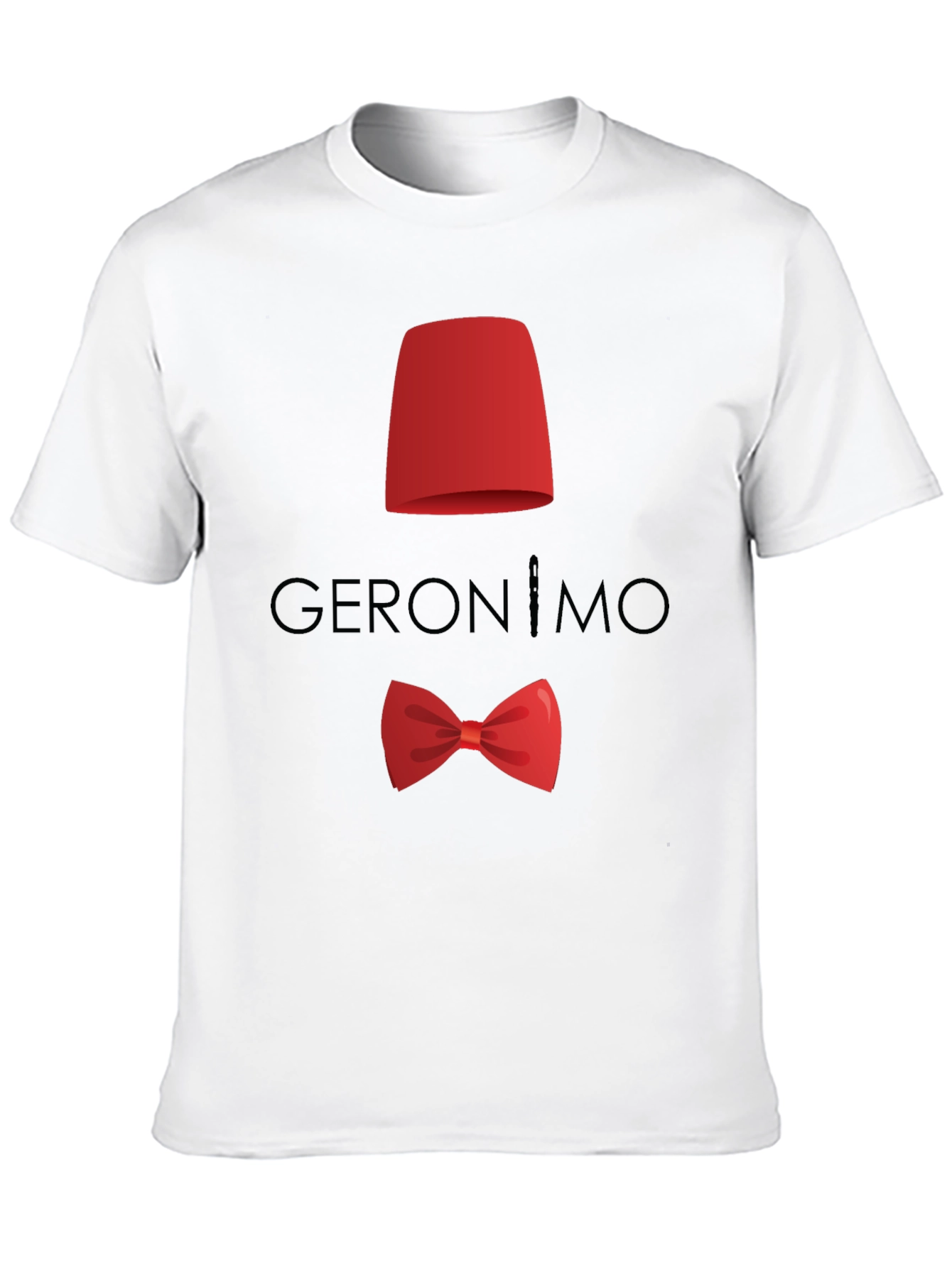 Geronimo T-Shirt: Red Fez & Bow Tie Design