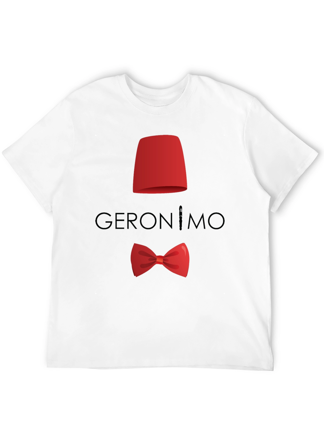 Geronimo T-Shirt: Red Fez & Bow Tie Design