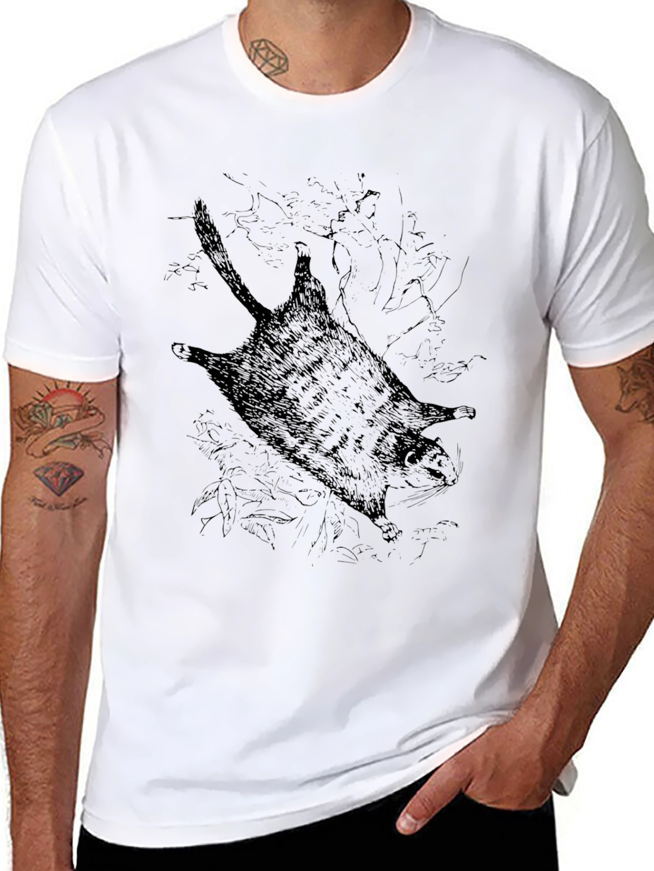 Flying Squirrel Graphic Tee - Unisex Black T-Shirt