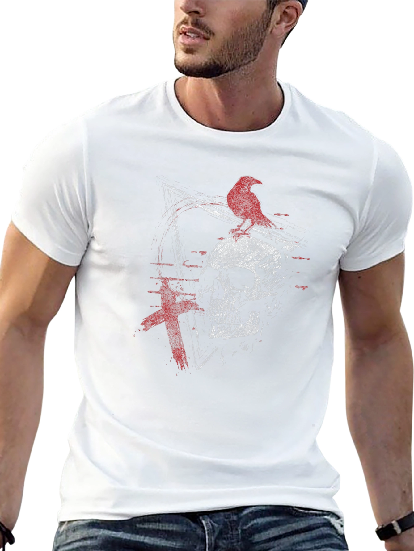 Raven Skull Graphic Tee - Edgy Design