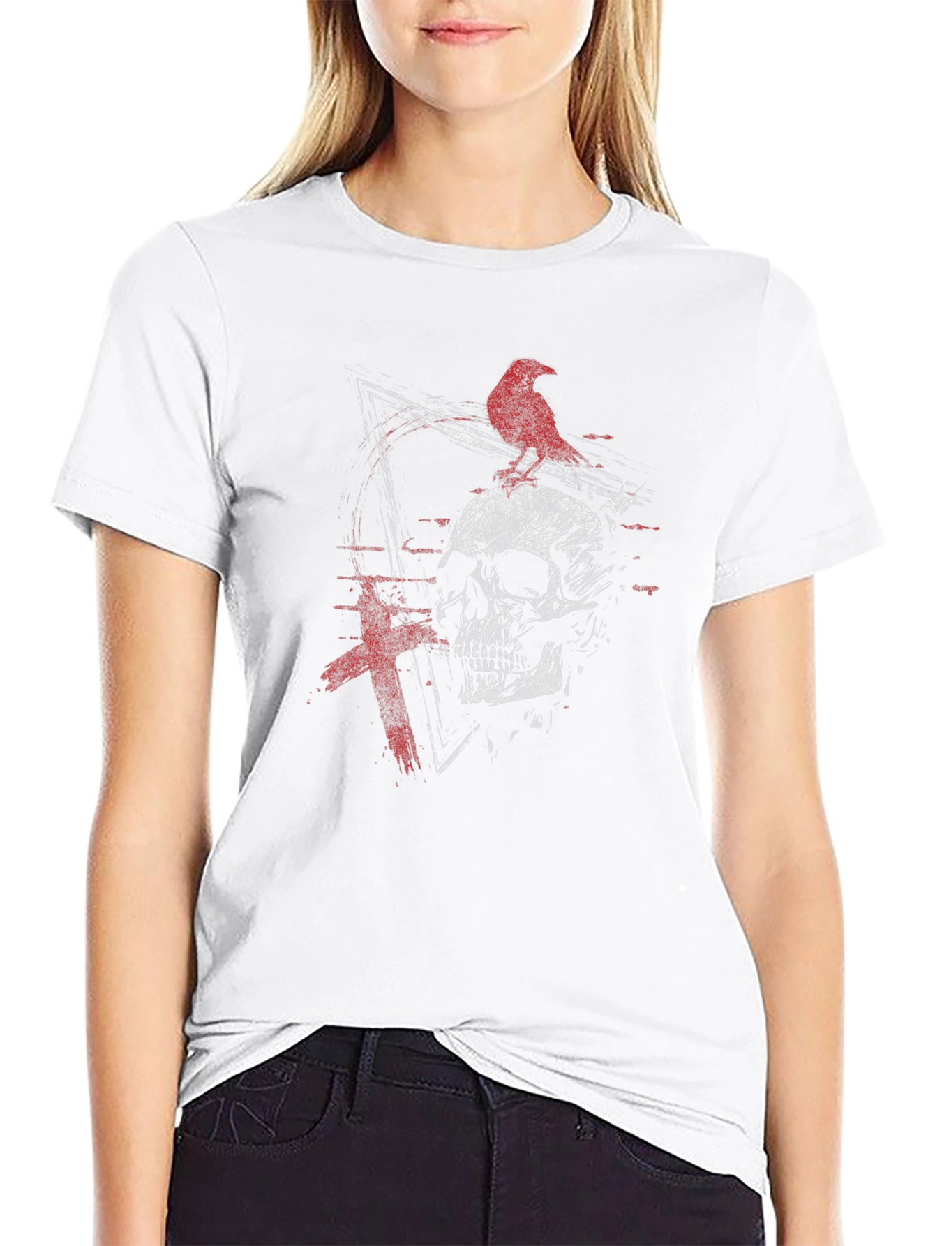 Raven Skull Graphic Tee - Edgy Design