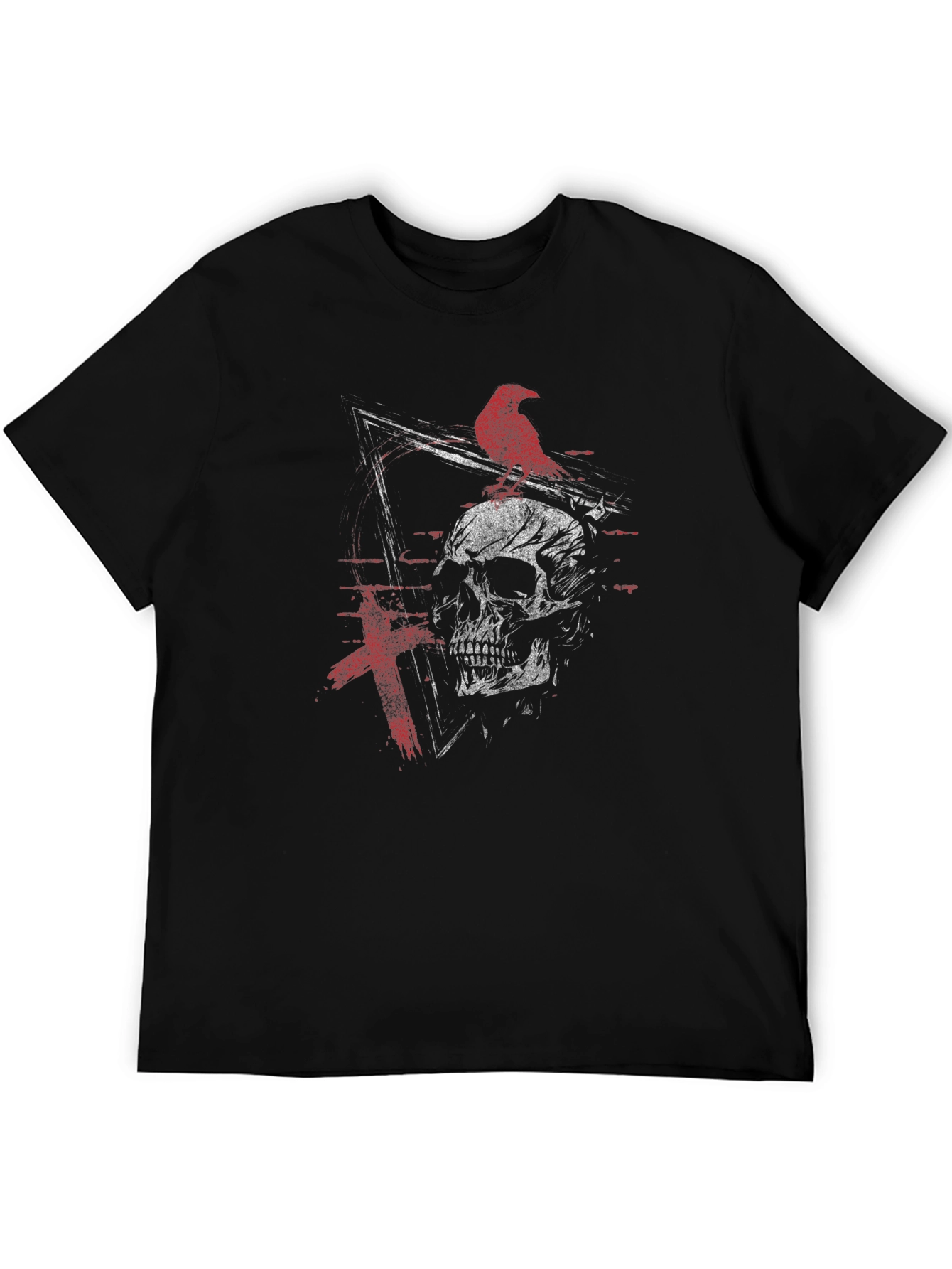Raven Skull Graphic Tee - Edgy Design