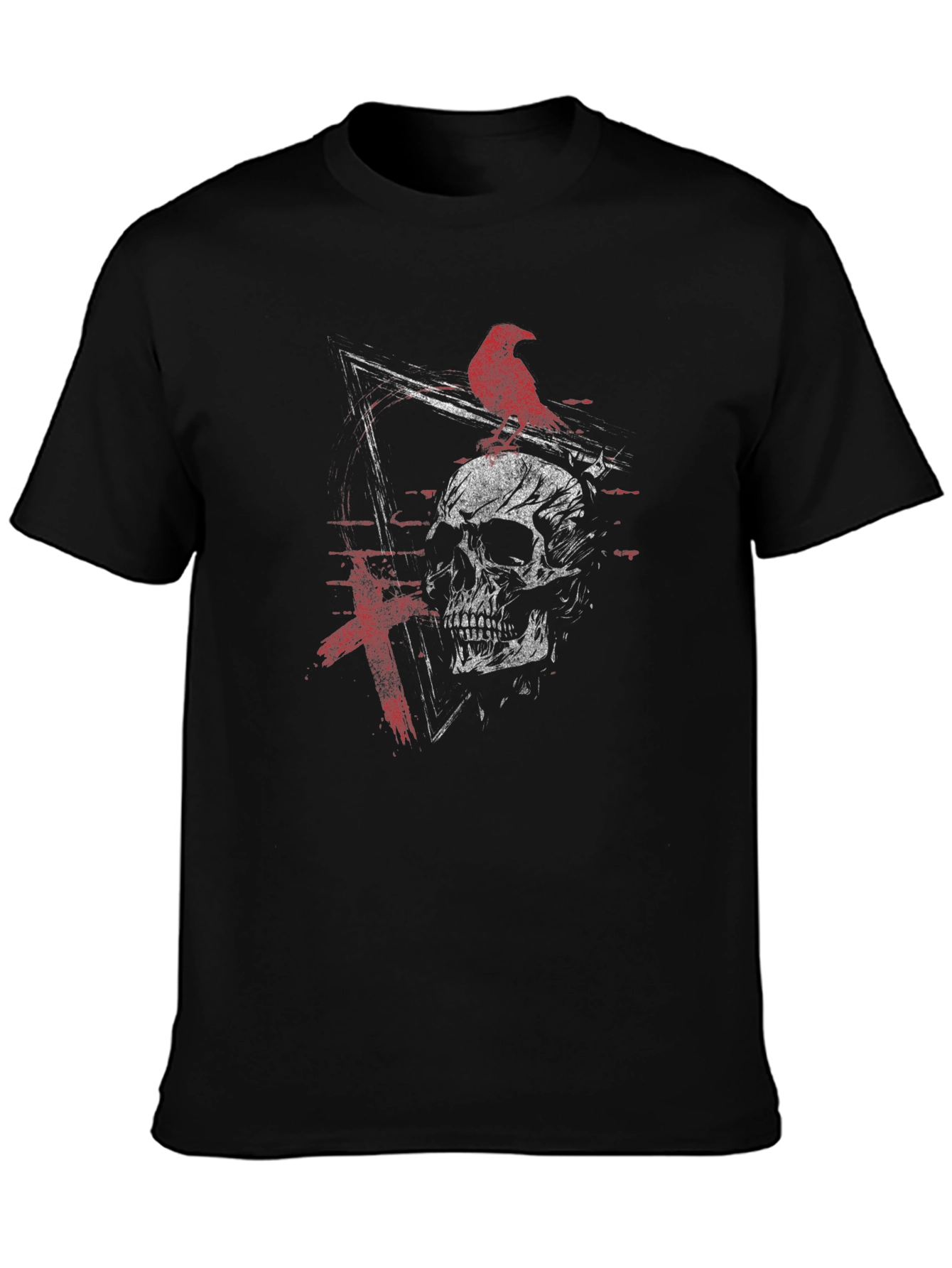 Raven Skull Graphic Tee - Edgy Design