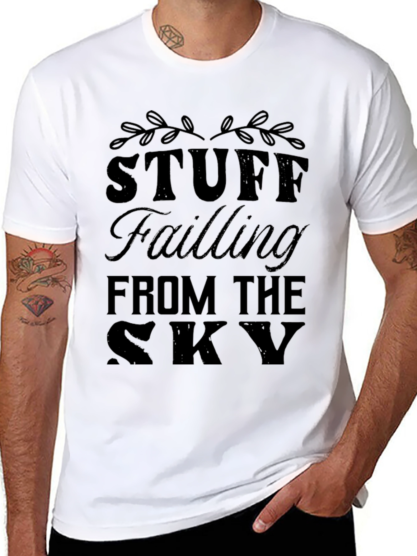 Stuff Falling From The Sky Black Graphic T-Shirt
