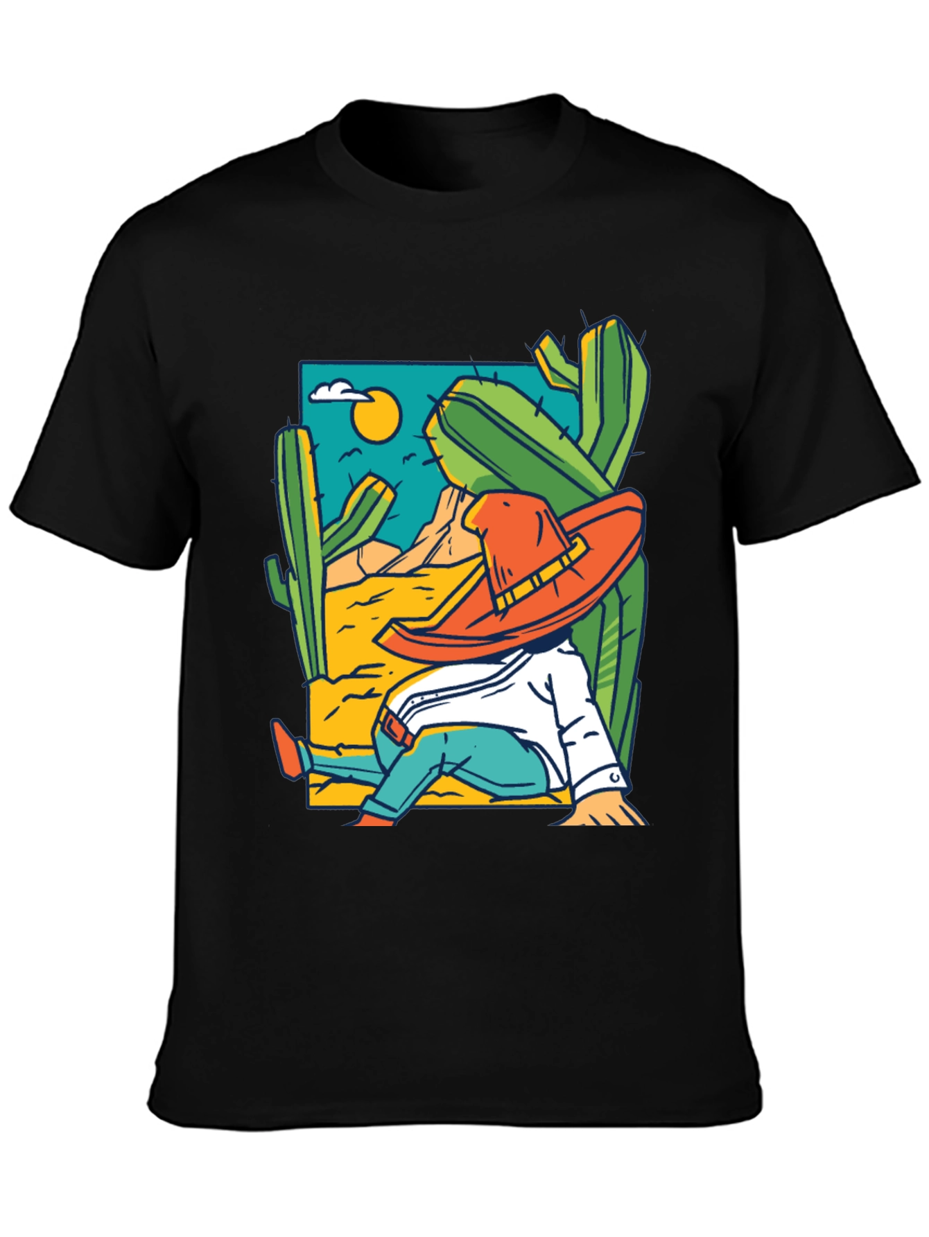 Desert Siesta T-Shirt - Relaxed Sombrero Cactus Tee