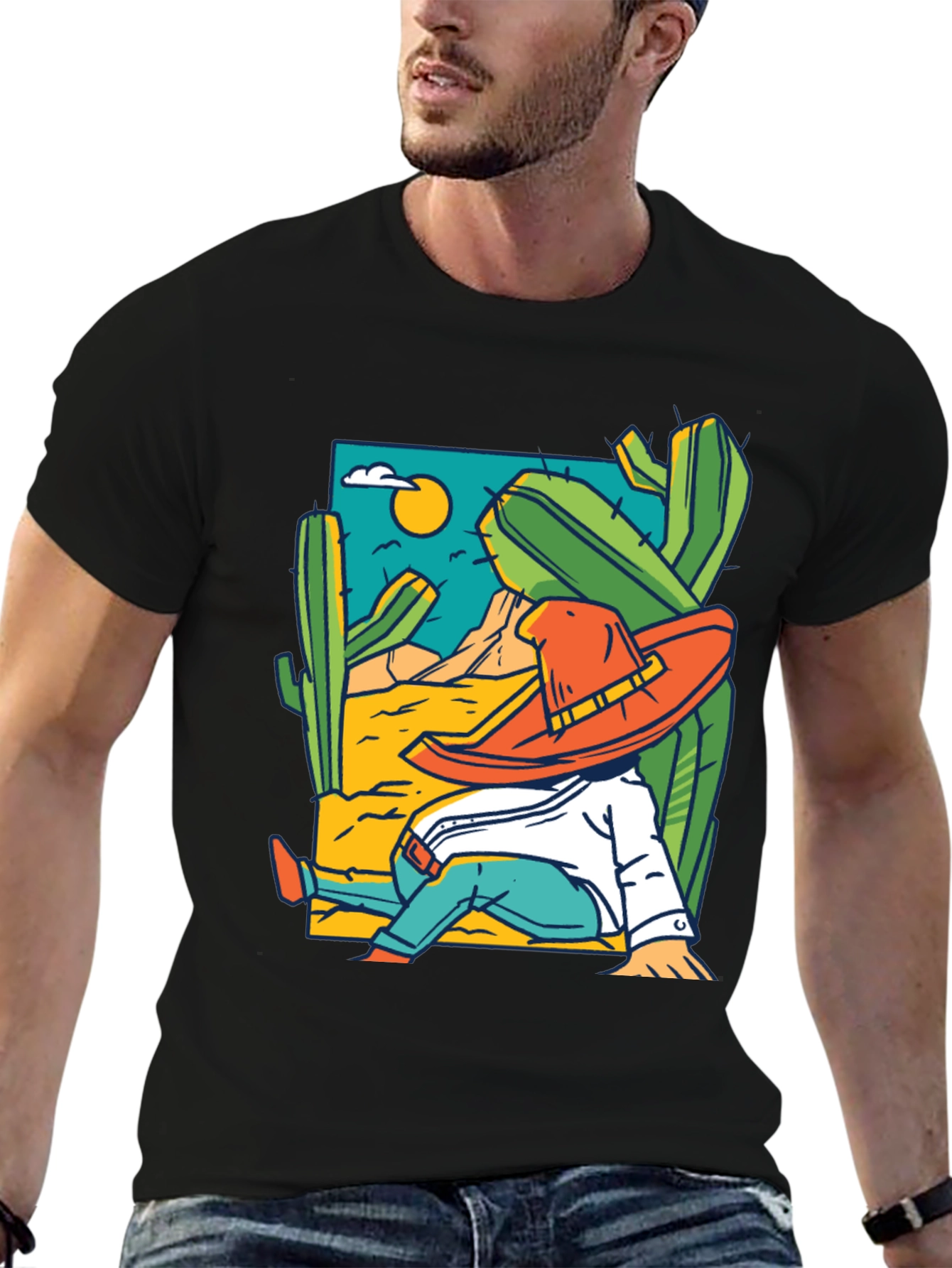 Desert Siesta T-Shirt - Relaxed Sombrero Cactus Tee