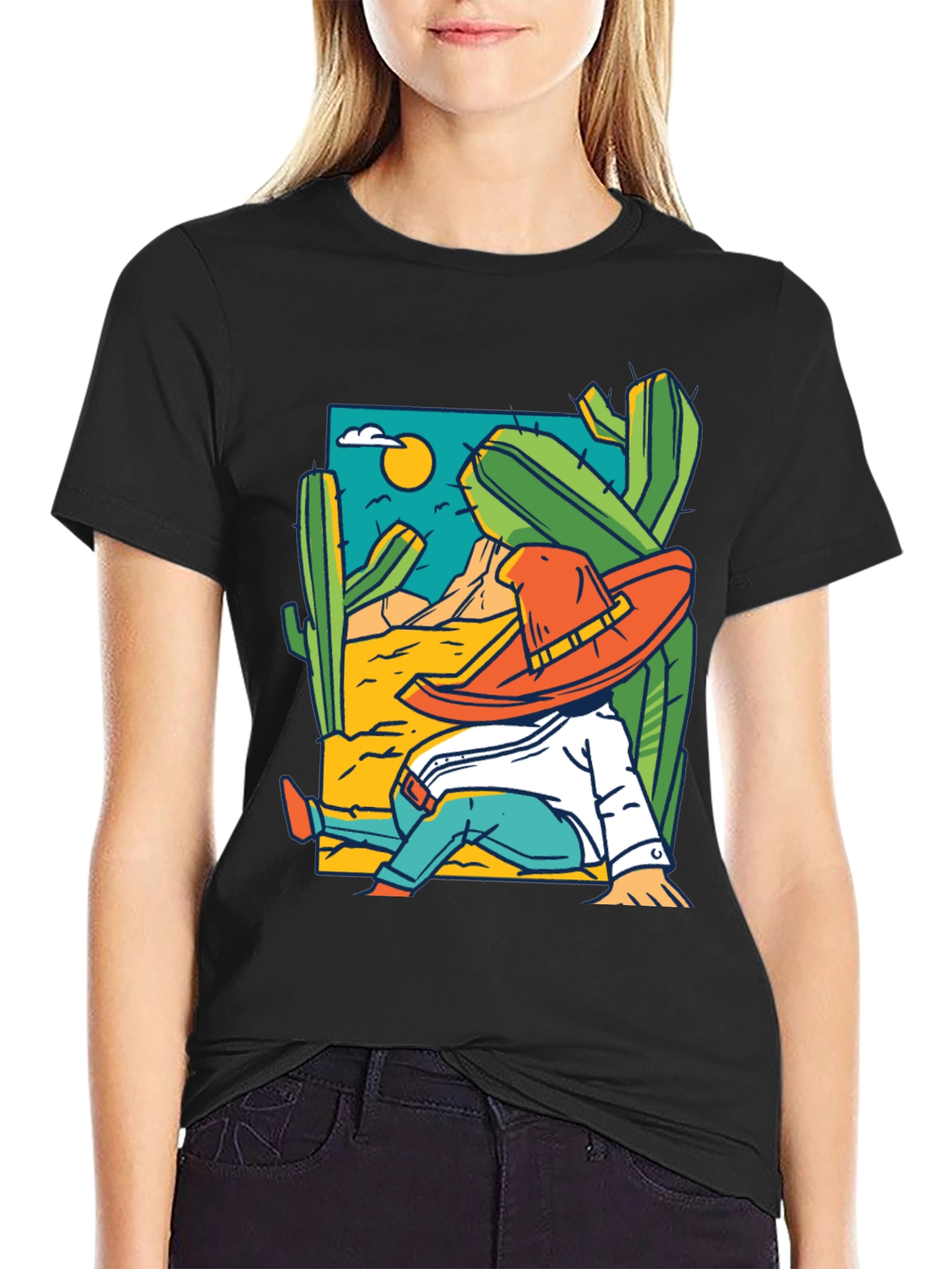 Desert Siesta T-Shirt - Relaxed Sombrero Cactus Tee