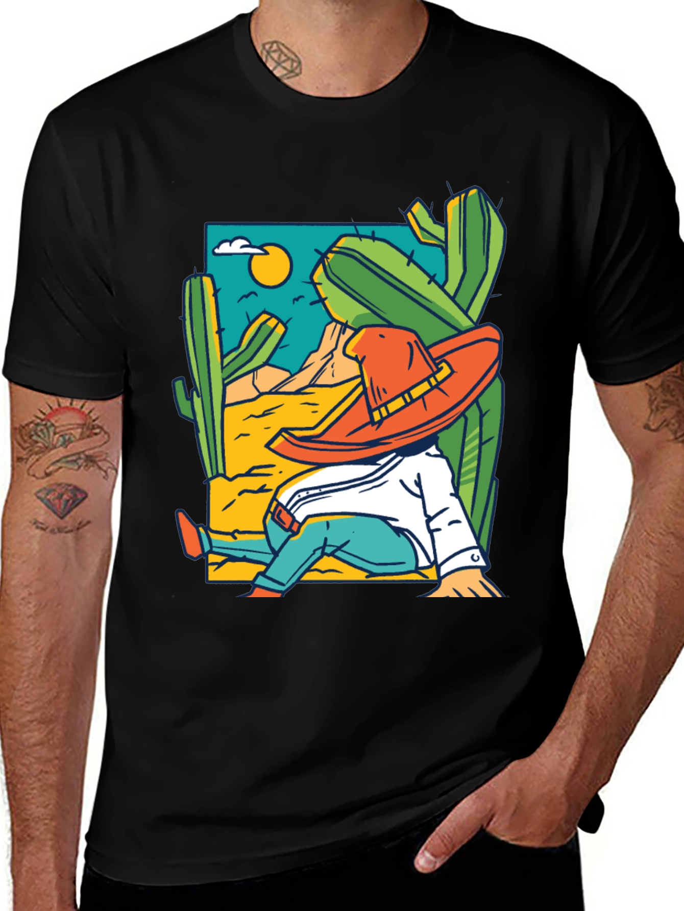 Desert Siesta T-Shirt - Relaxed Sombrero Cactus Tee