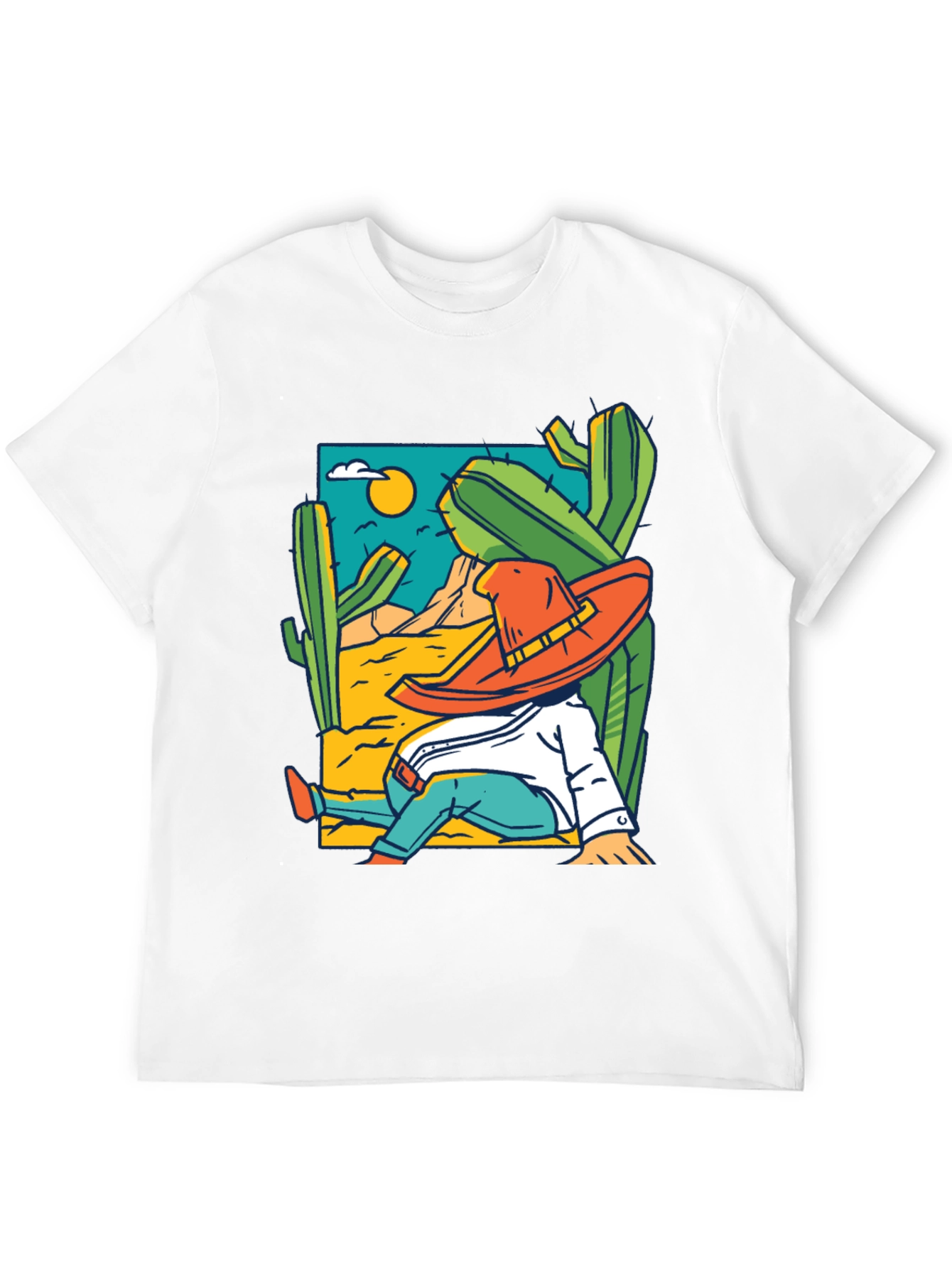 Desert Siesta T-Shirt - Relaxed Sombrero Cactus Tee