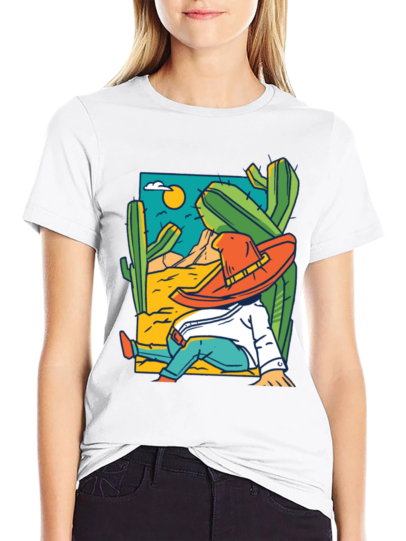 Desert Siesta T-Shirt - Relaxed Sombrero Cactus Tee