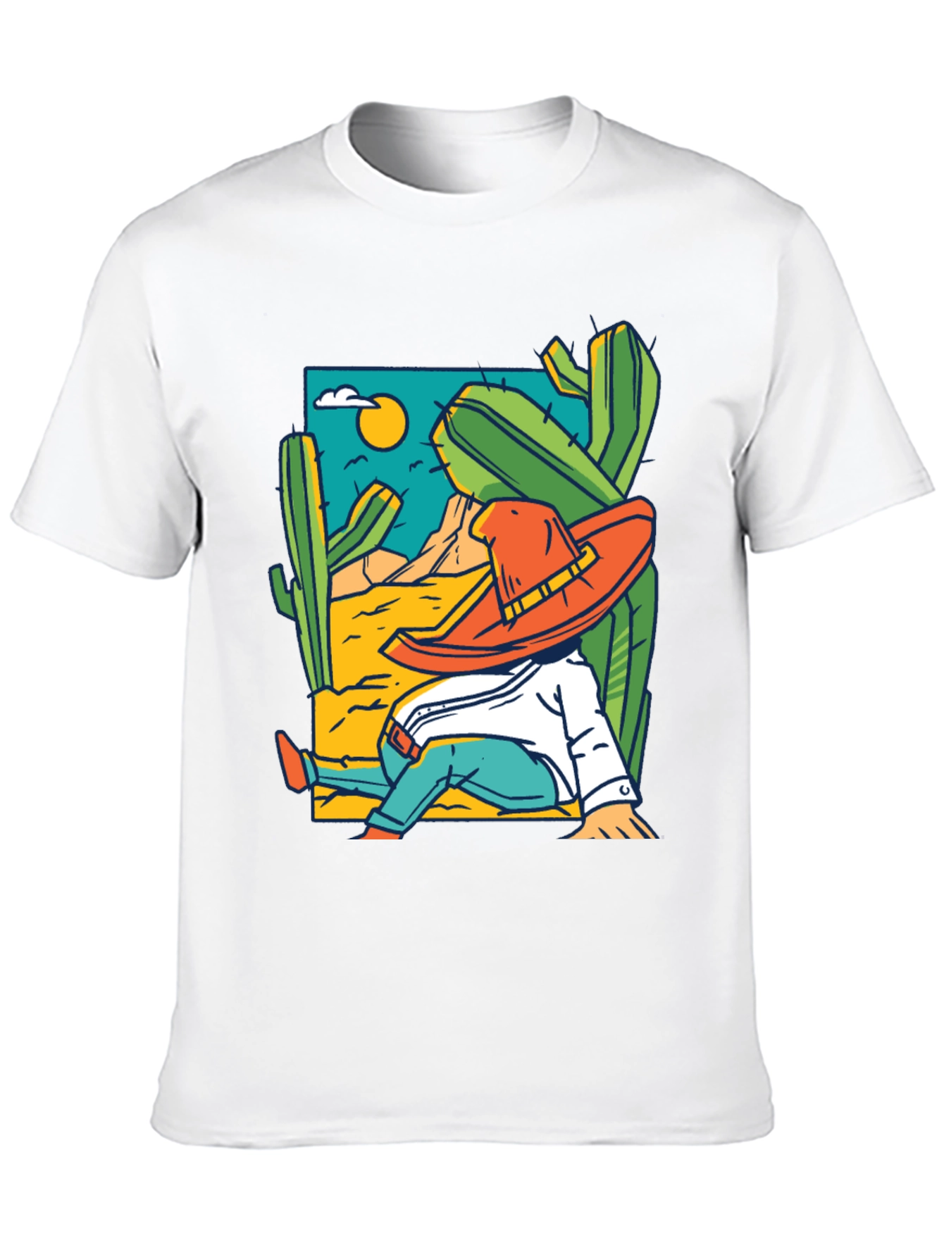 Desert Siesta T-Shirt - Relaxed Sombrero Cactus Tee
