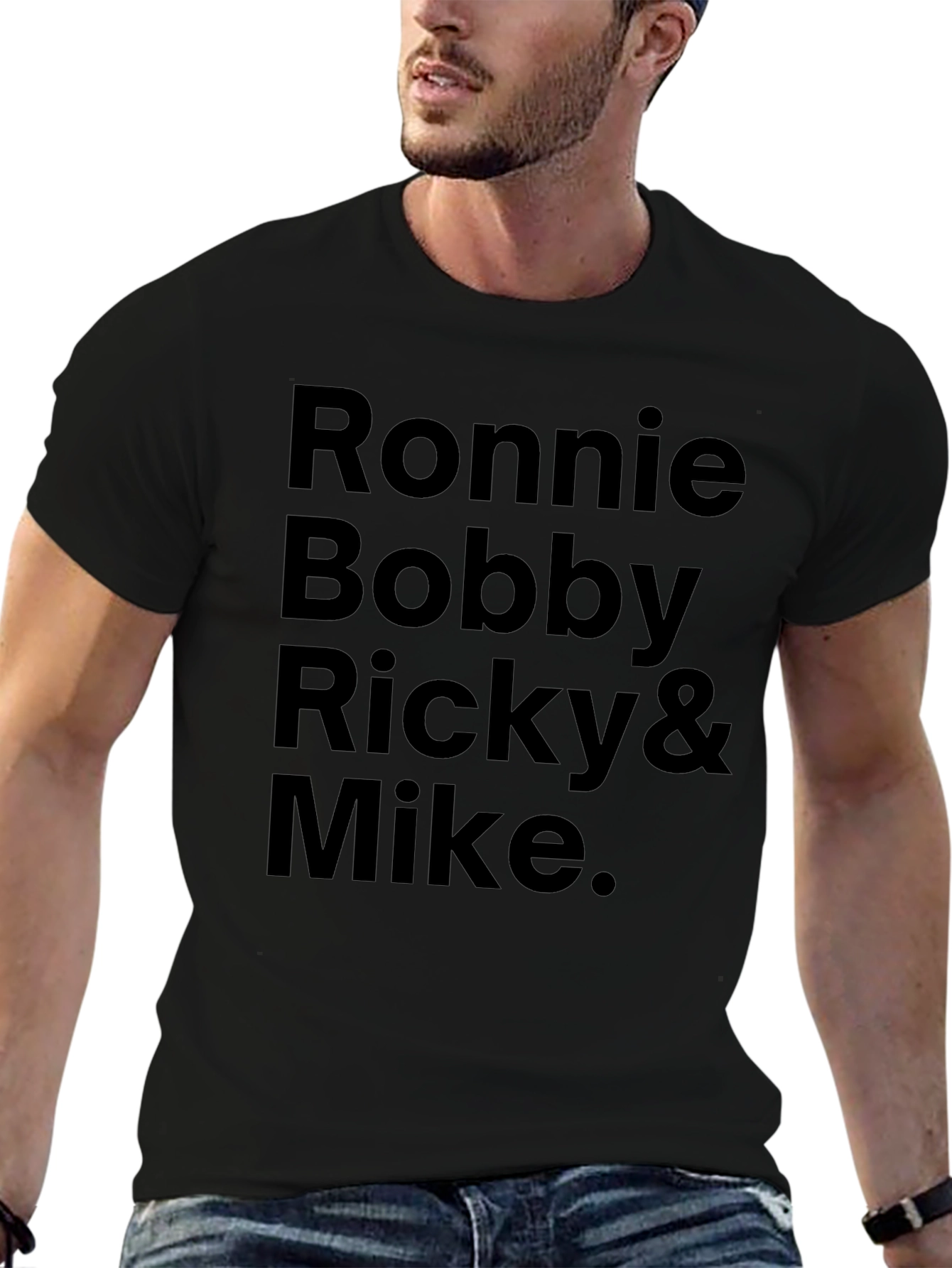 Ronnie Bobby Ricky Mike Mens Black Graphic Tee