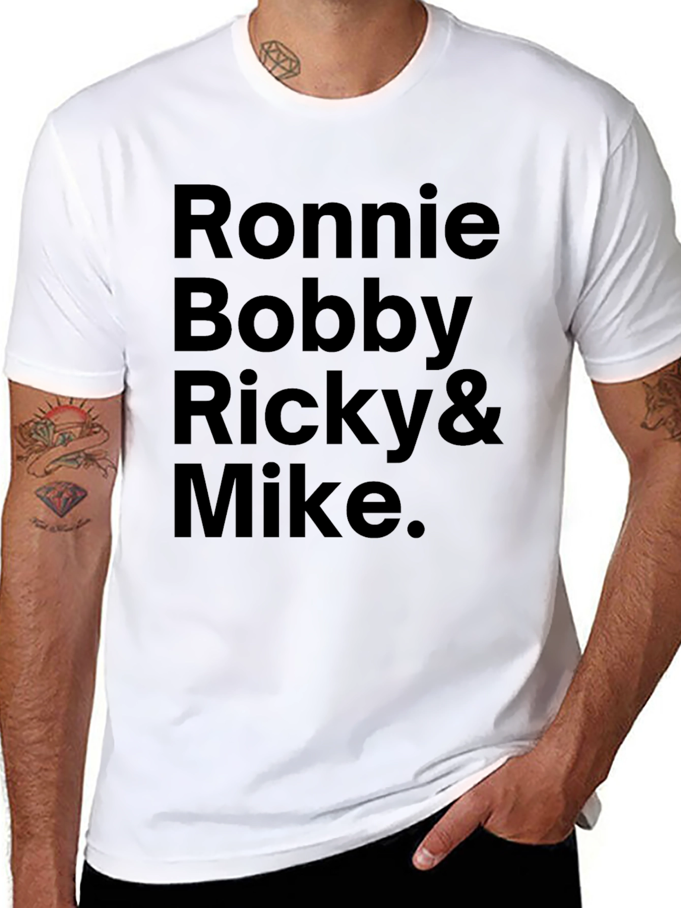 Ronnie Bobby Ricky Mike Mens Black Graphic Tee