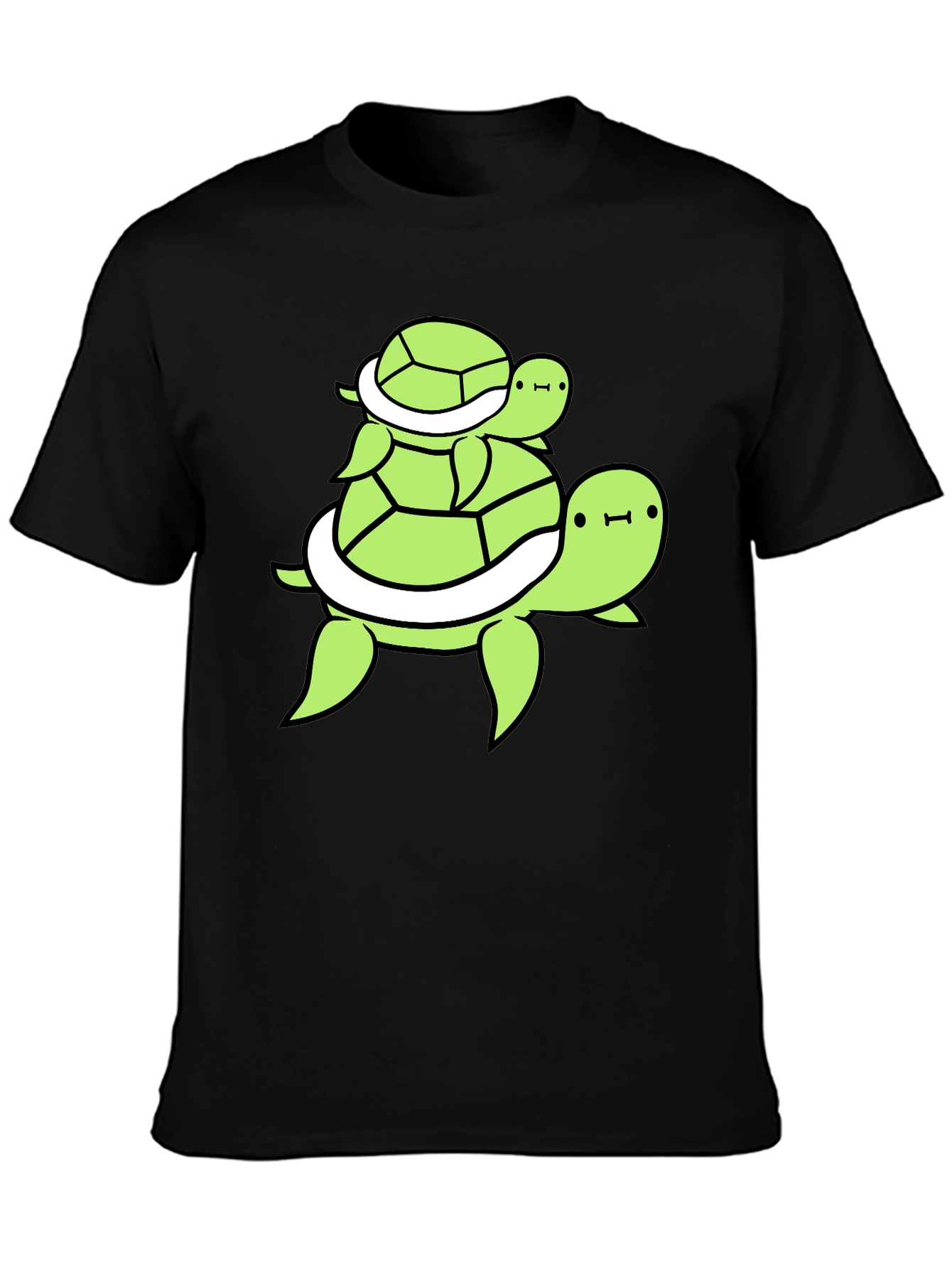 Stacked Turtle Graphic Tee - Black