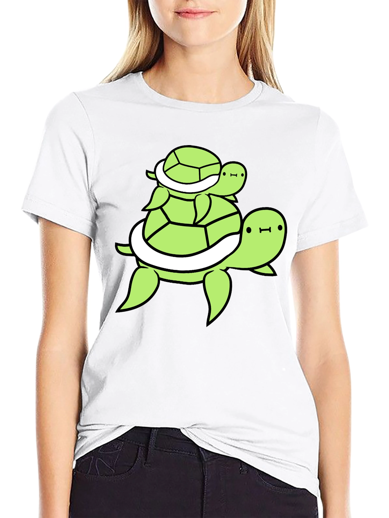 Stacked Turtle Graphic Tee - Black