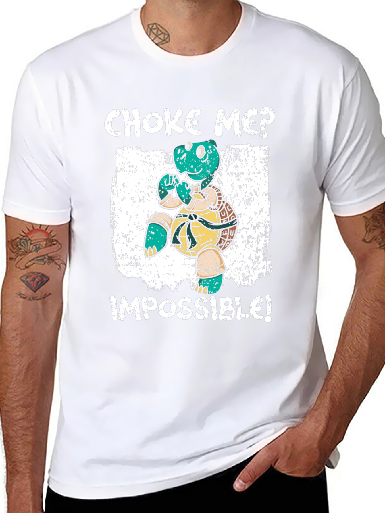 Choke Me? Impossible! Turtle Graphic T-Shirt