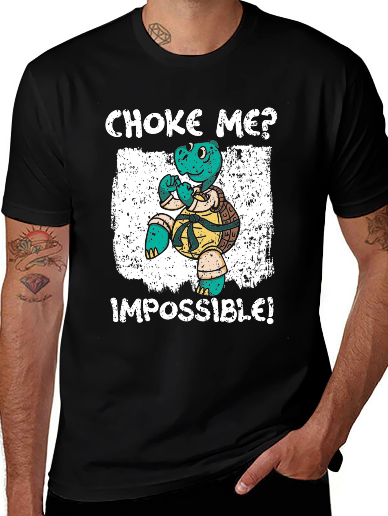 Choke Me? Impossible! Turtle Graphic T-Shirt