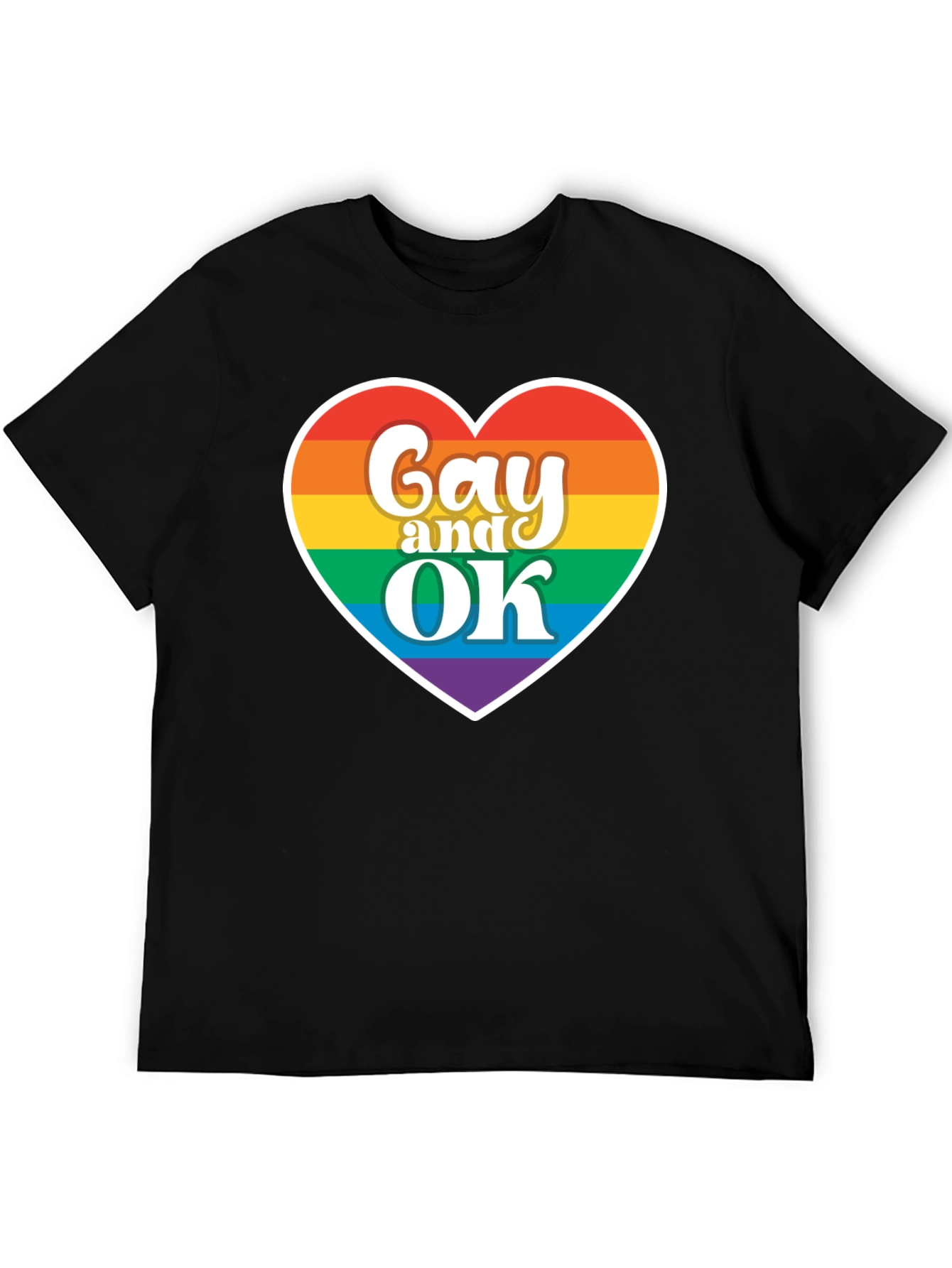 Gay and OK Rainbow Heart T-Shirt - Pride Apparel