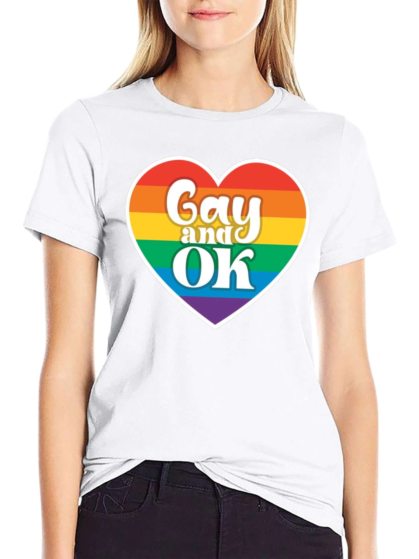 Gay and OK Rainbow Heart T-Shirt - Pride Apparel
