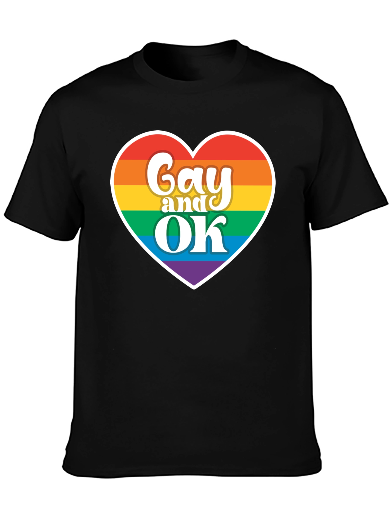 Gay and OK Rainbow Heart T-Shirt - Pride Apparel