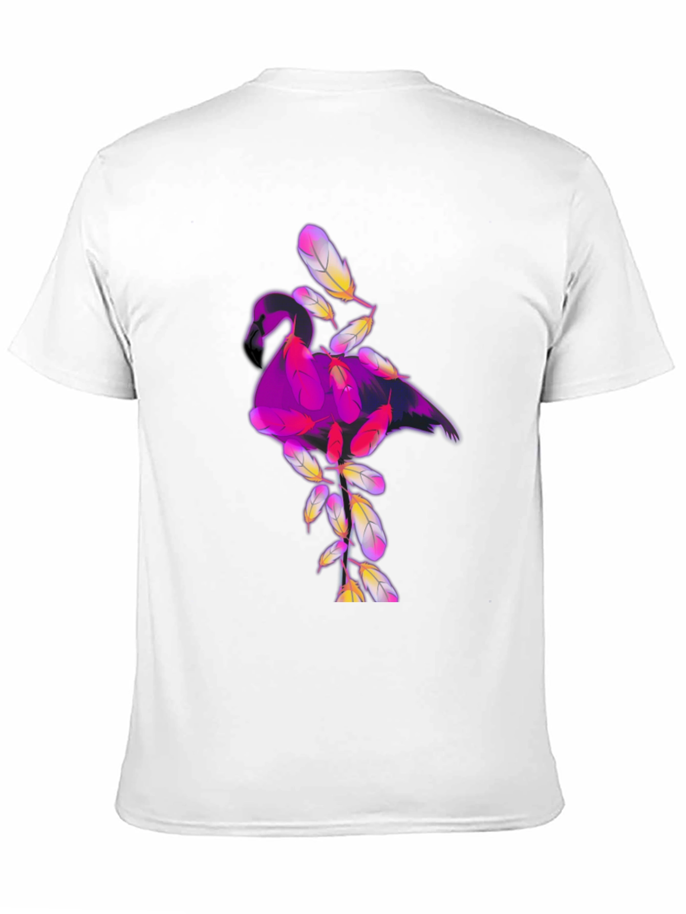 Black Graphic Tee: Flamingo Feather Design