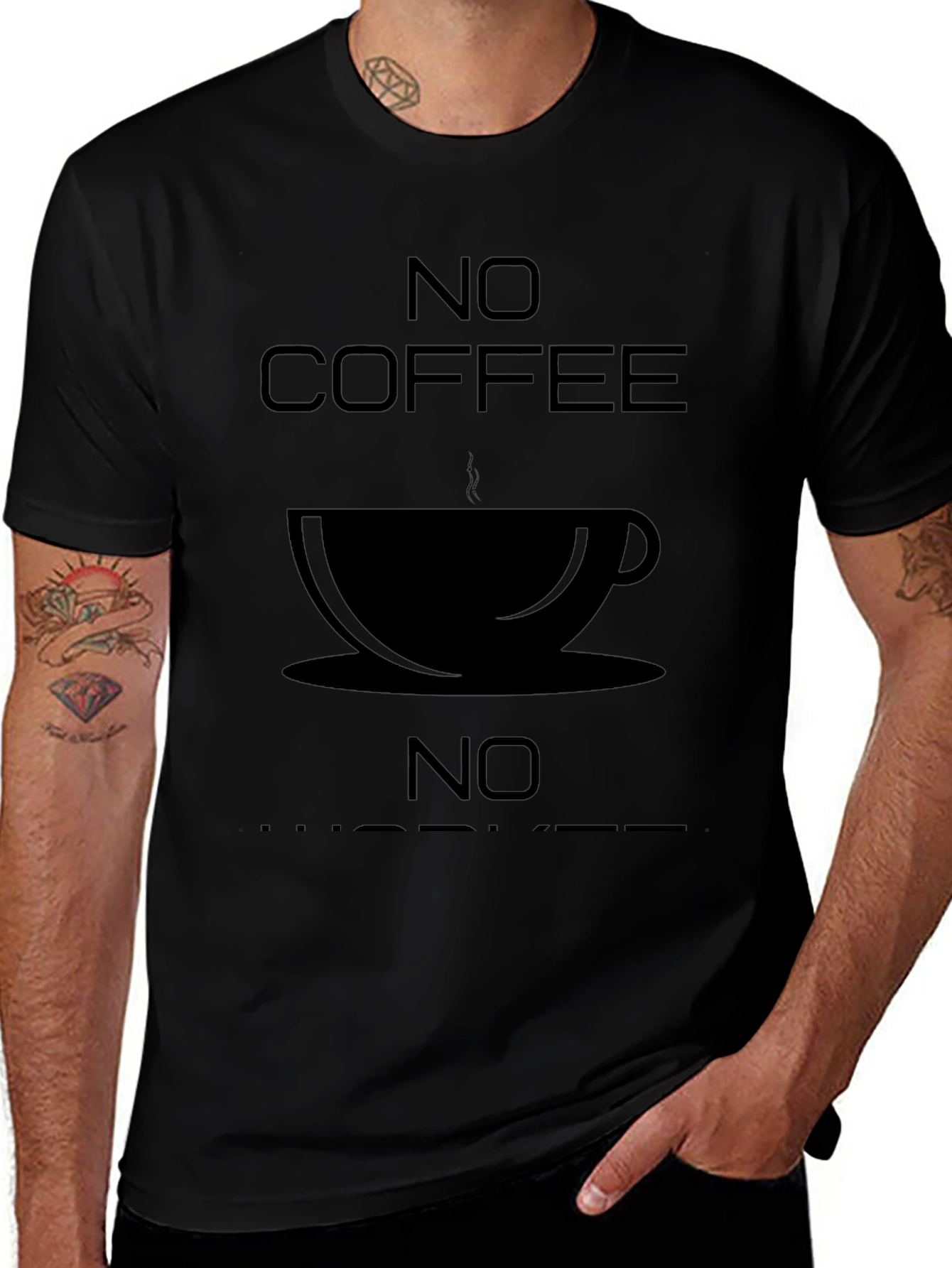 No Coffee No Hustle Black Graphic T-Shirt