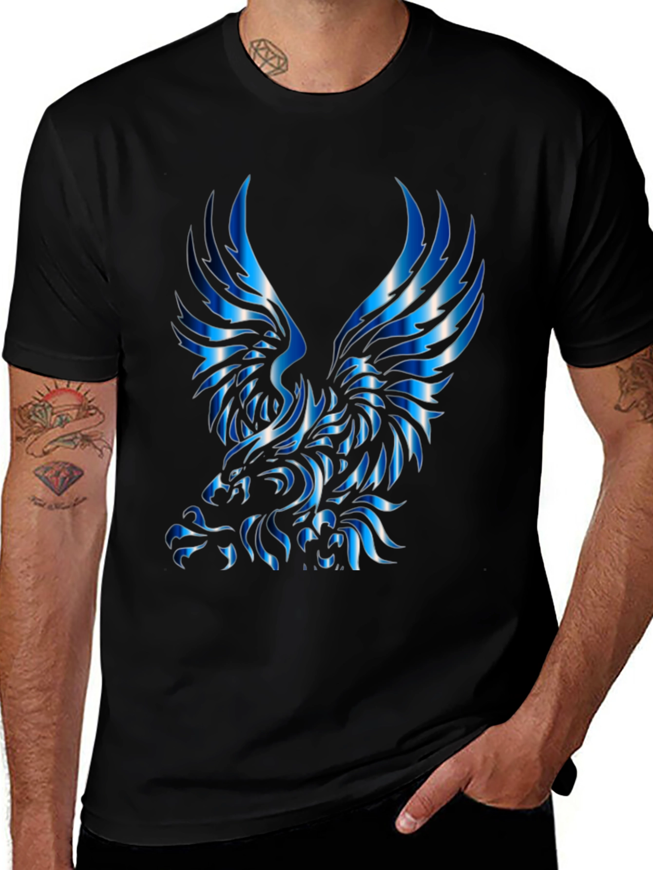 Bold Eagle Graphic Tee - Black