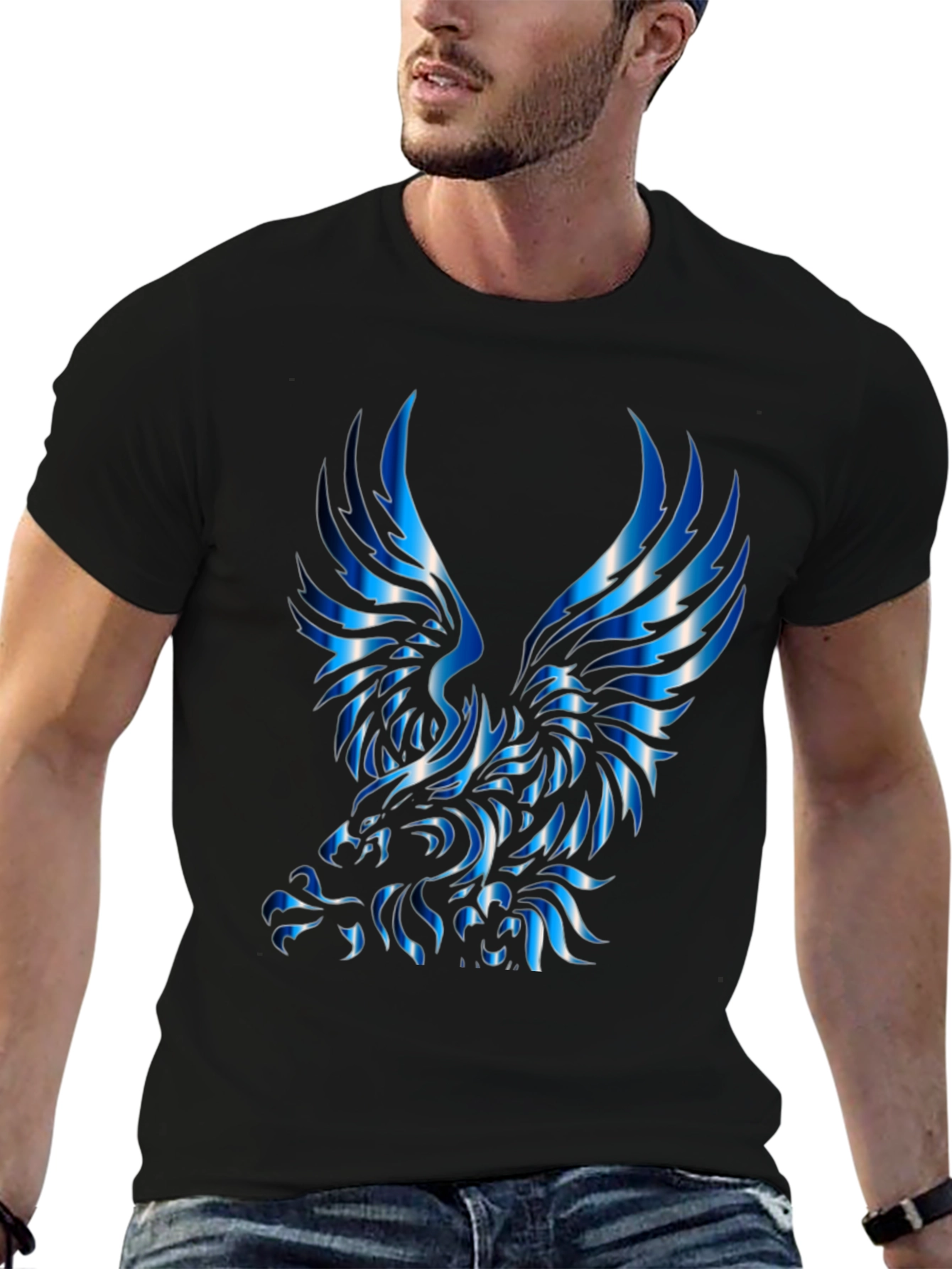Bold Eagle Graphic Tee - Black