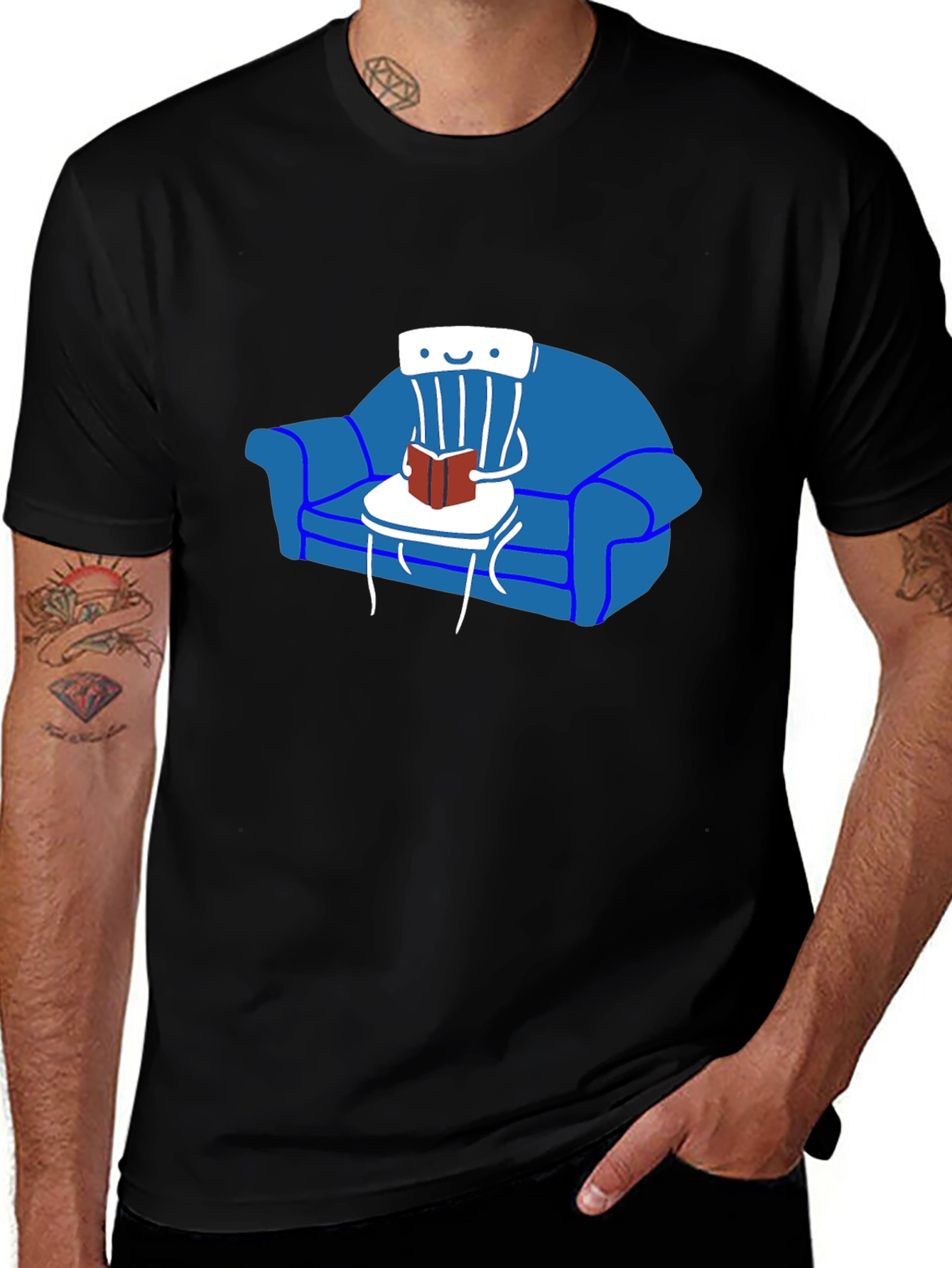 Chair Reading on Sofa T-Shirt - Unique Graphic Tee
