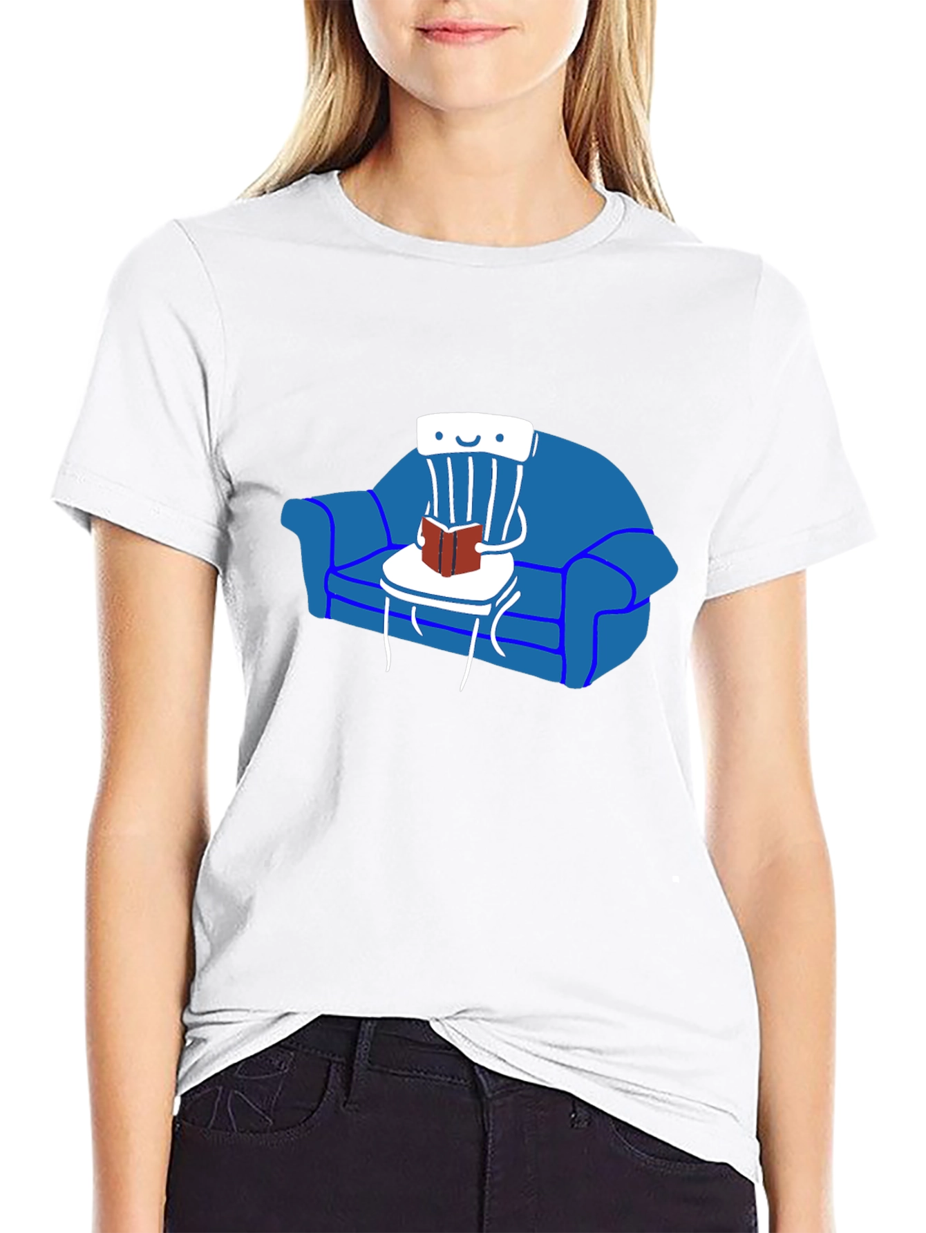Chair Reading on Sofa T-Shirt - Unique Graphic Tee