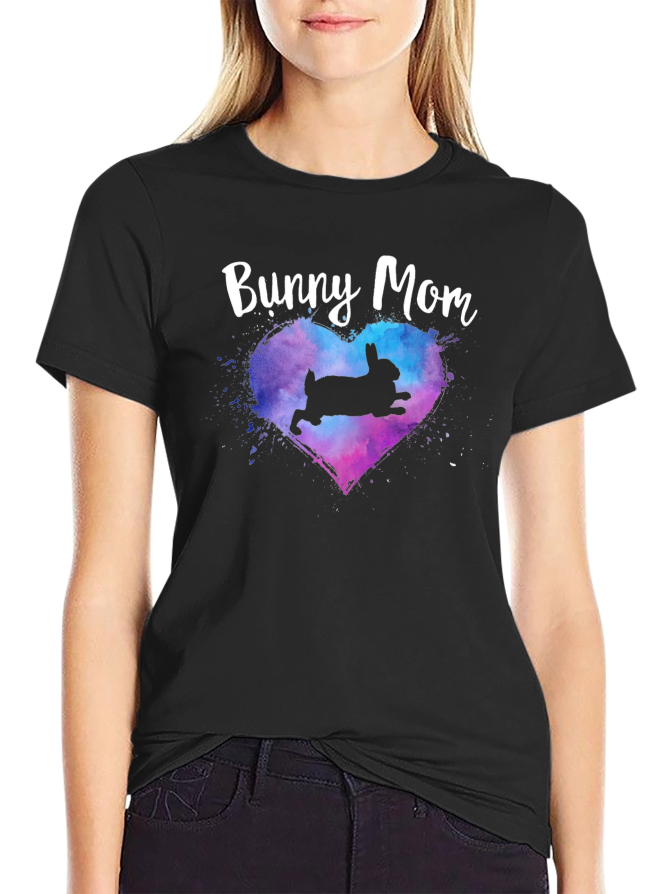 Bunny Mom T-Shirt - Cute Rabbit Heart Design