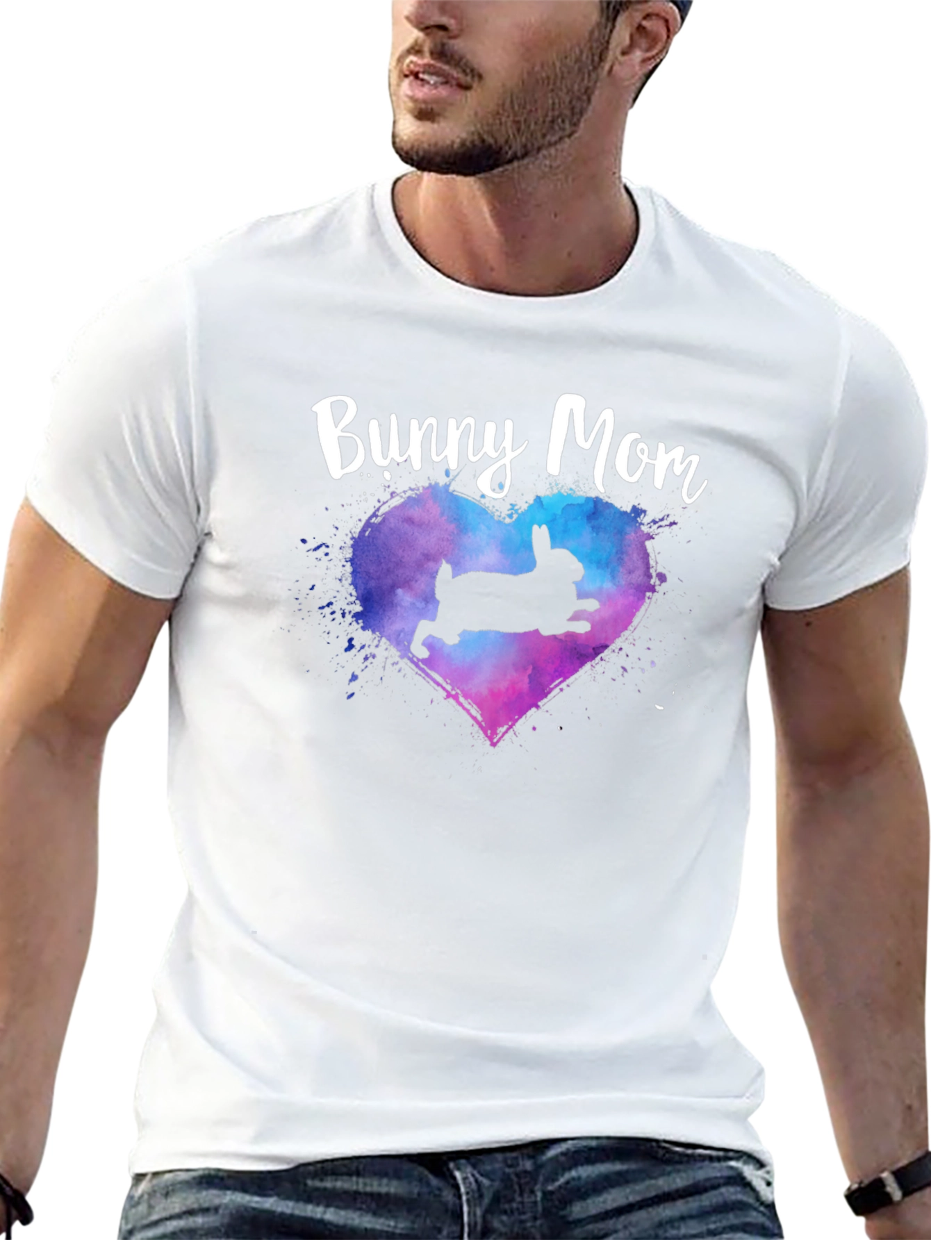 Bunny Mom T-Shirt - Cute Rabbit Heart Design