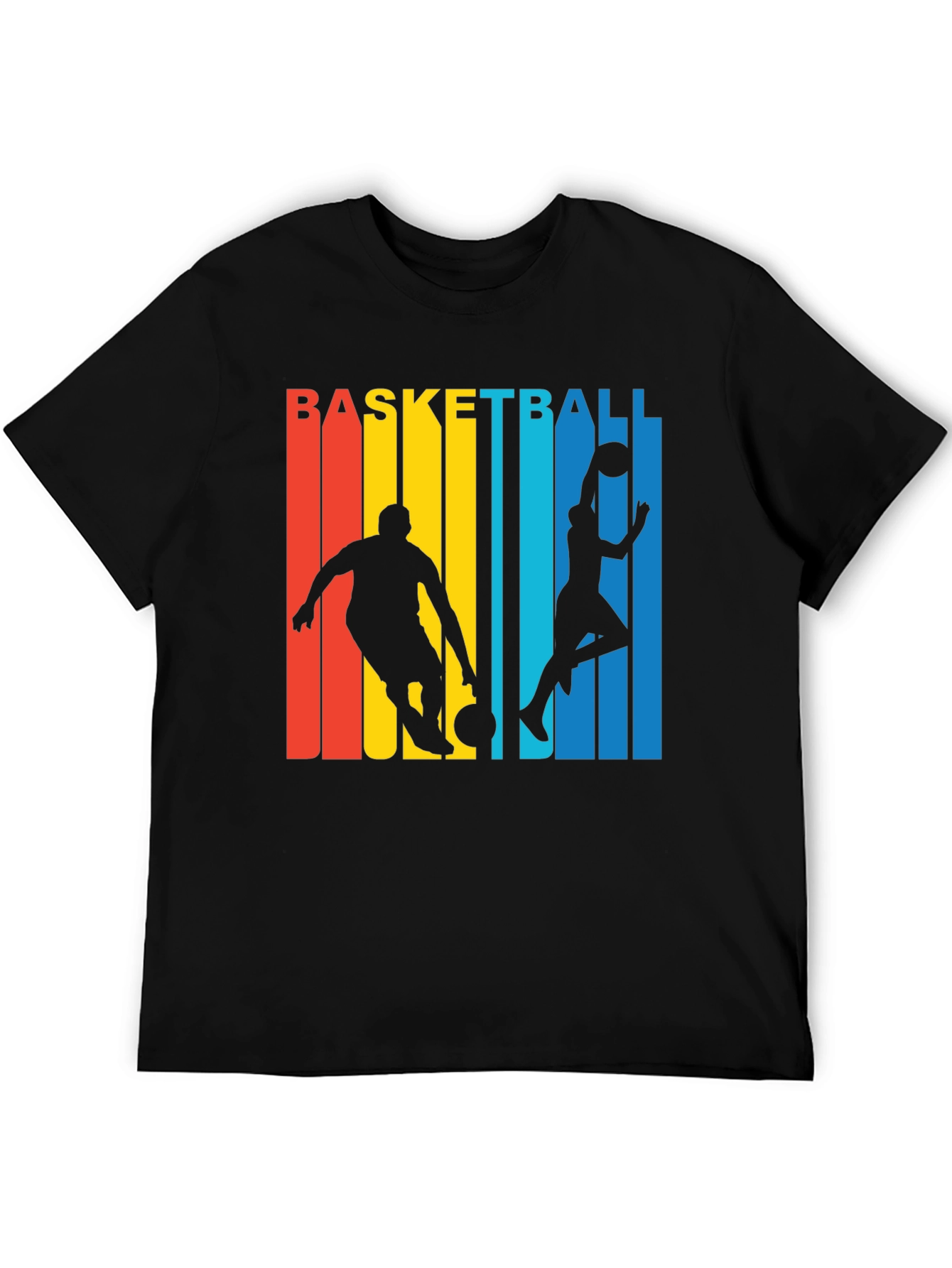 Basketball Graphic Tee - Retro Stripe Design