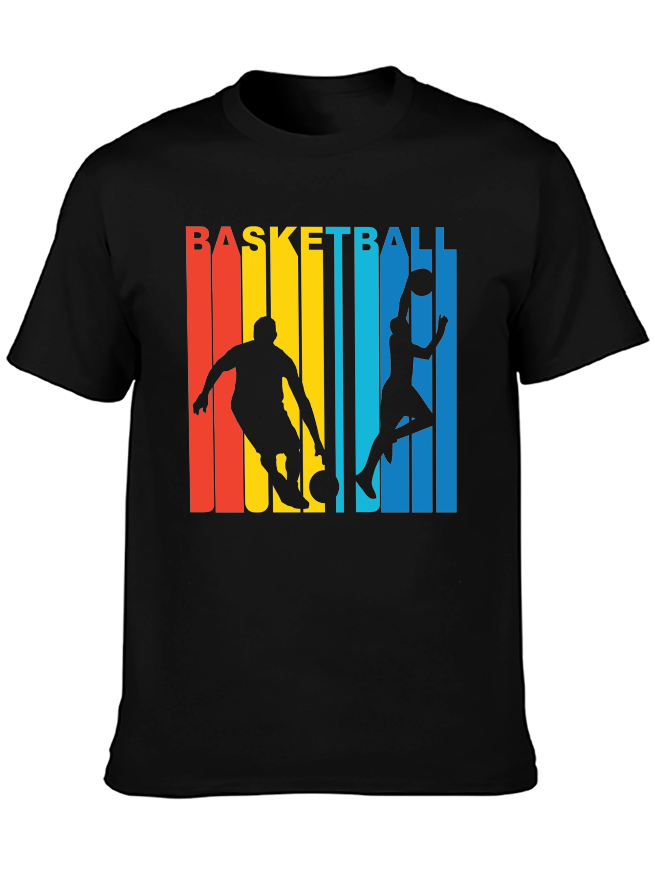Basketball Graphic Tee - Retro Stripe Design