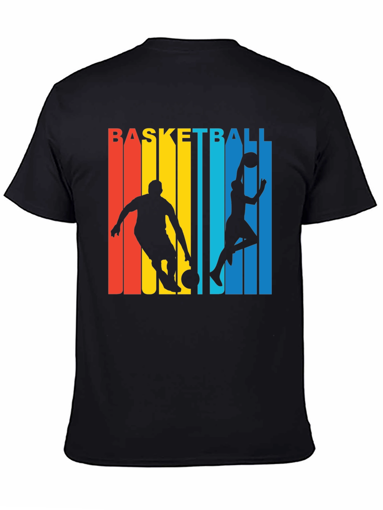 Basketball Graphic Tee - Retro Stripe Design