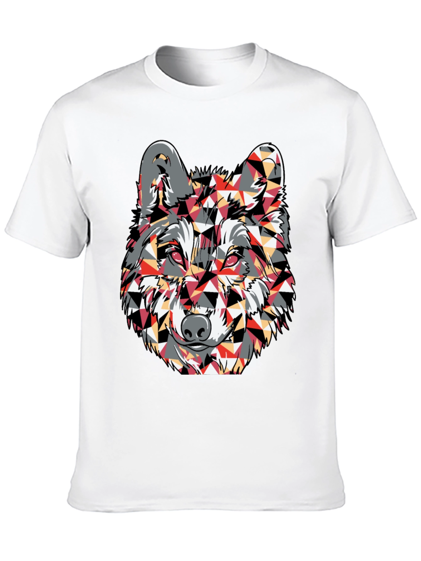 Geometric Wolf Graphic Print T-Shirt