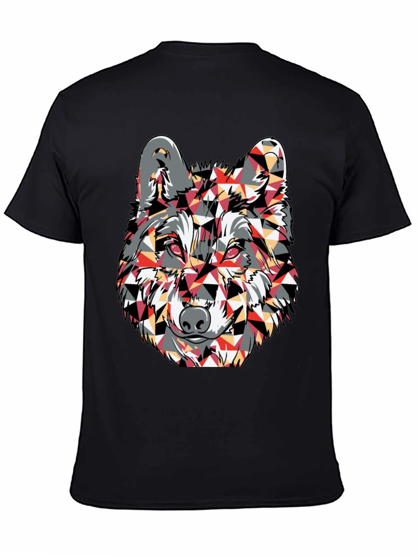 Geometric Wolf Graphic Print T-Shirt