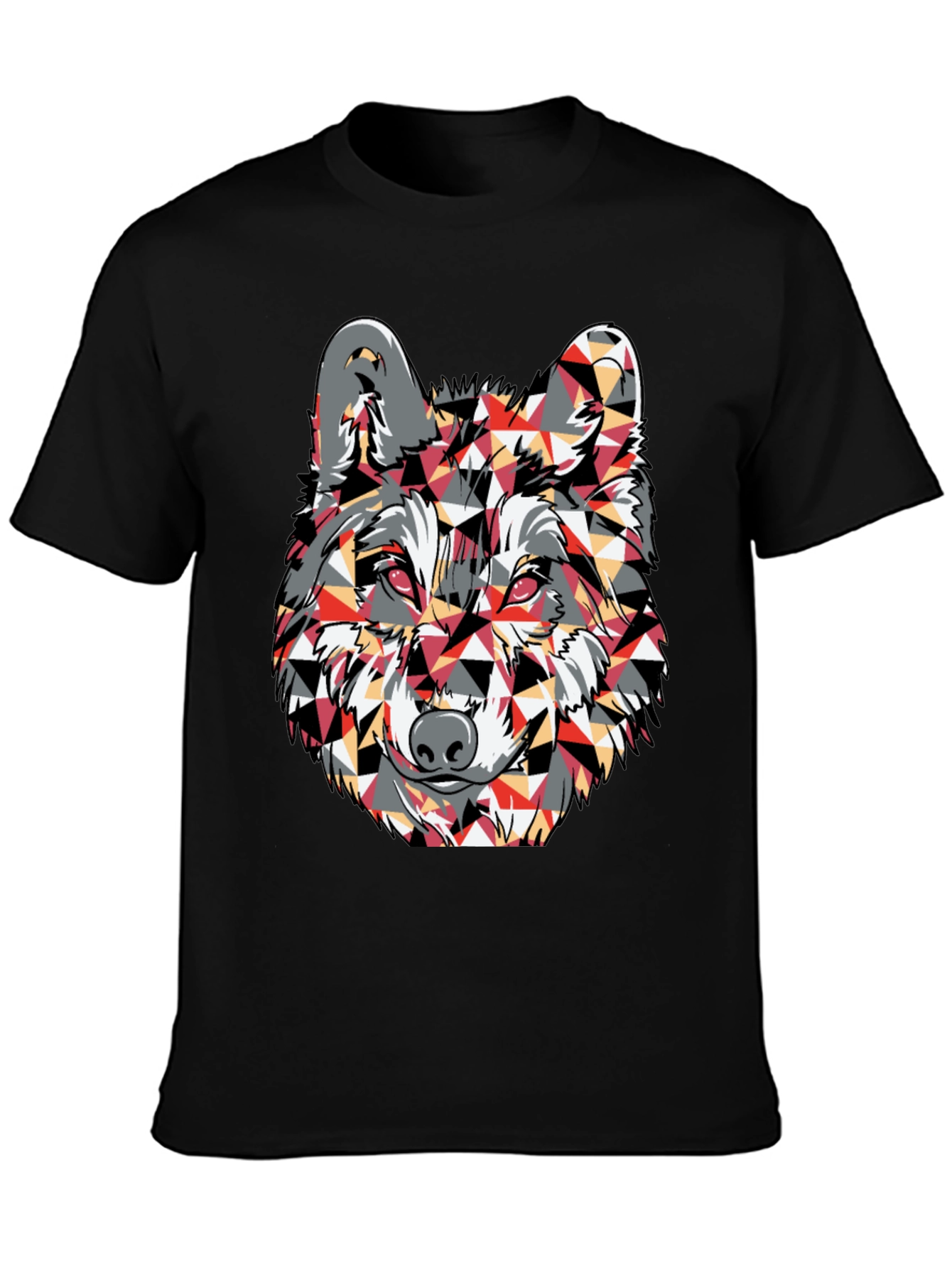 Geometric Wolf Graphic Print T-Shirt