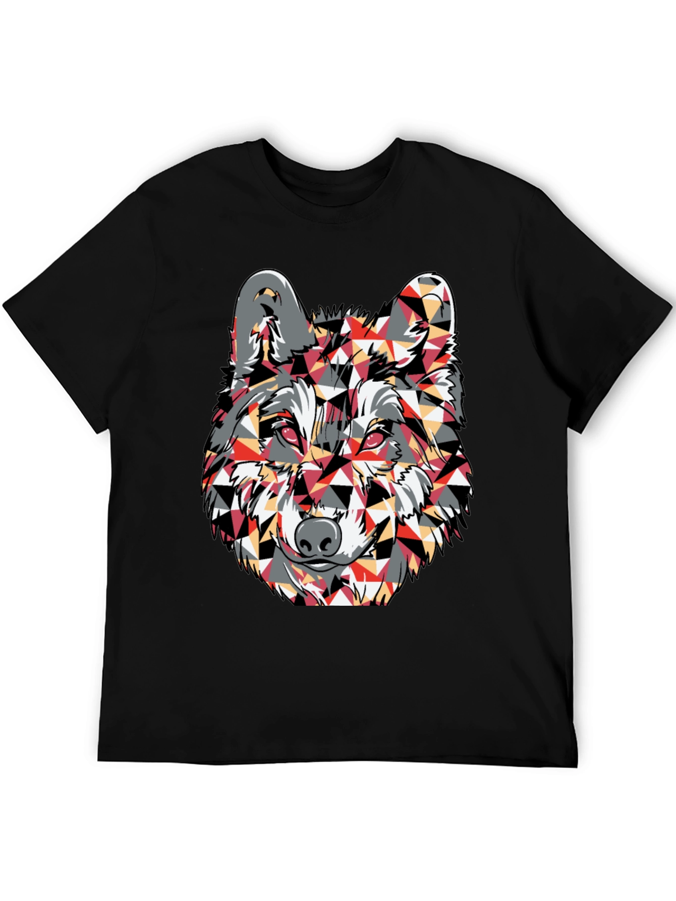 Geometric Wolf Graphic Print T-Shirt