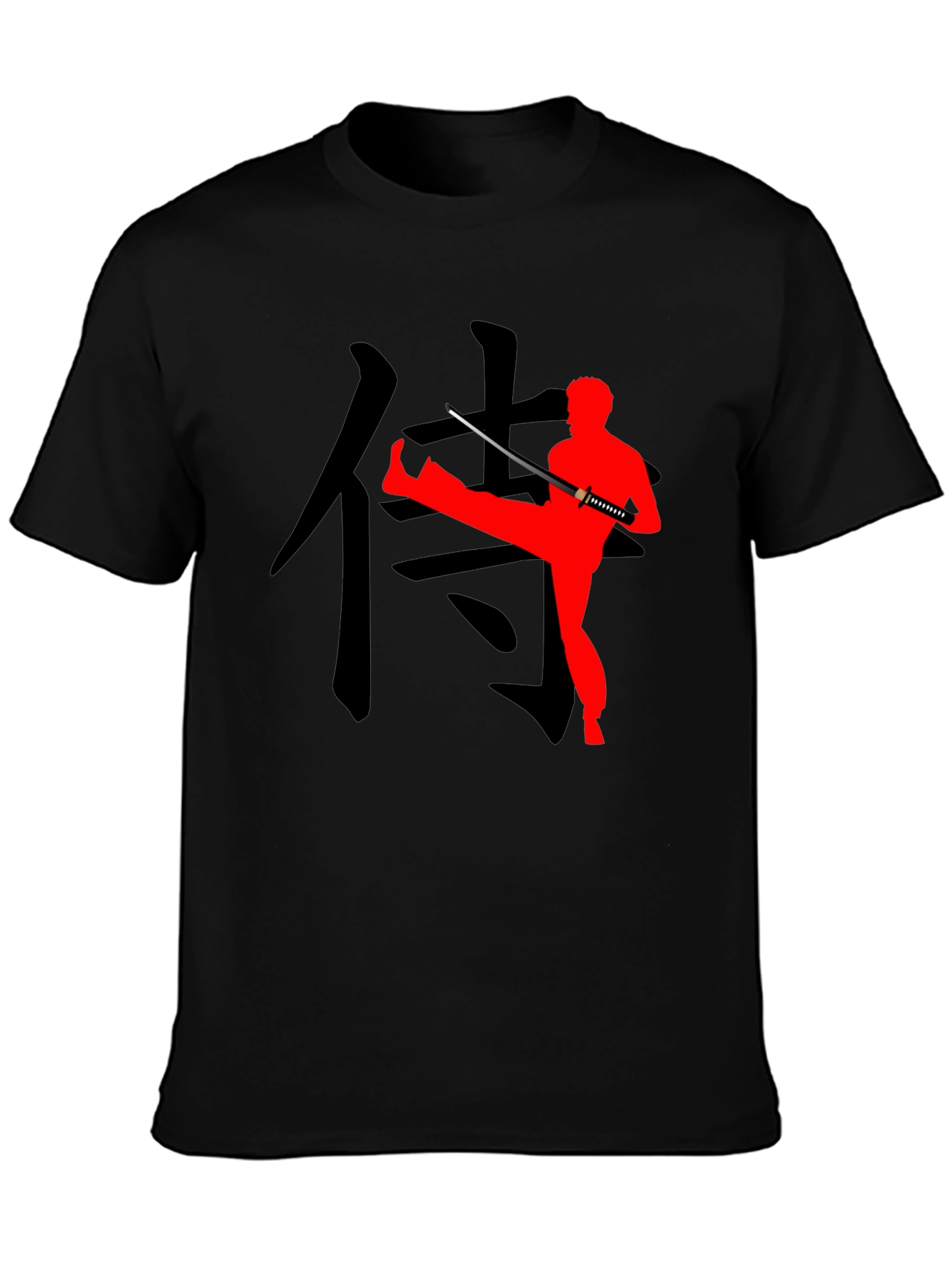 Martial Arts Graphic Tee - Katana & Kanji Design