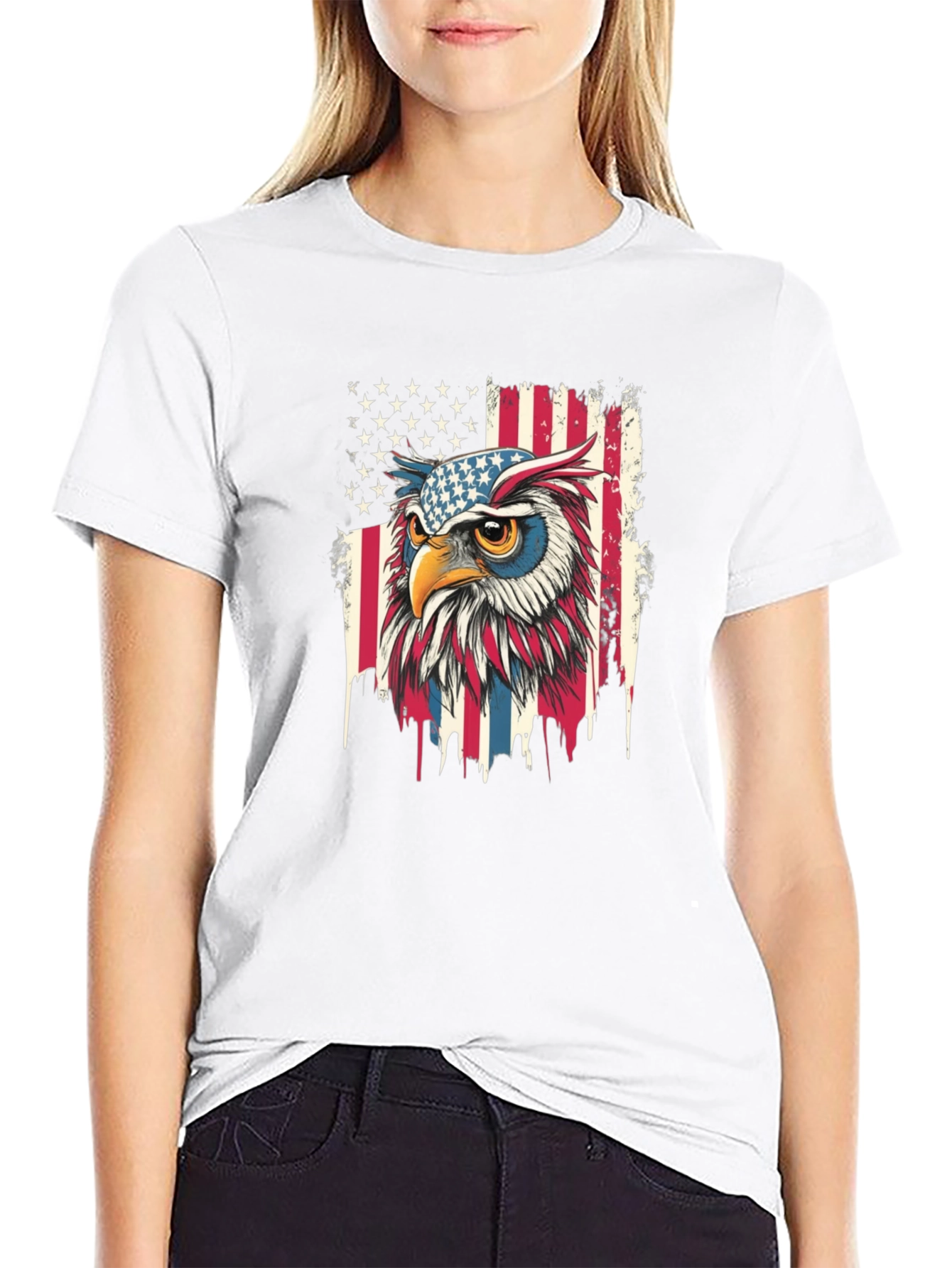 Patriotic Owl T-Shirt - USA Flag Graphic Tee