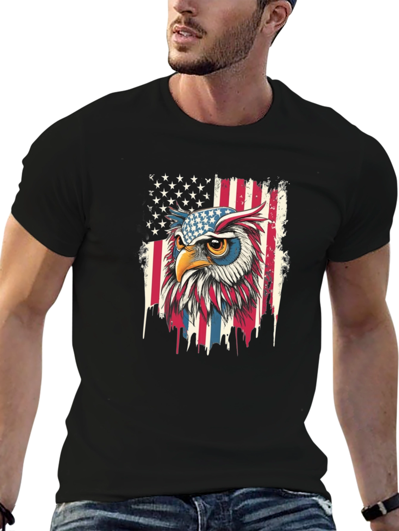 Patriotic Owl T-Shirt - USA Flag Graphic Tee
