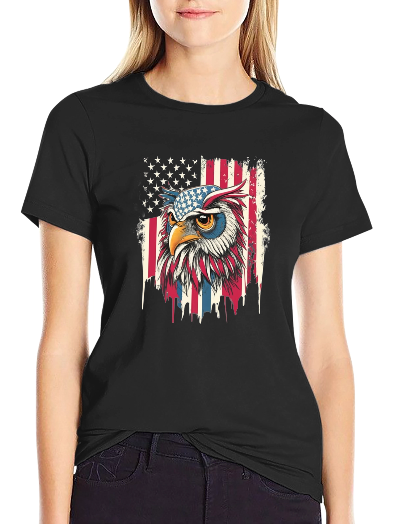 Patriotic Owl T-Shirt - USA Flag Graphic Tee