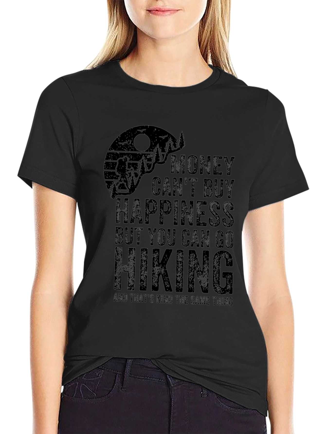 Hiking T-Shirt - Money Cant Buy Happiness