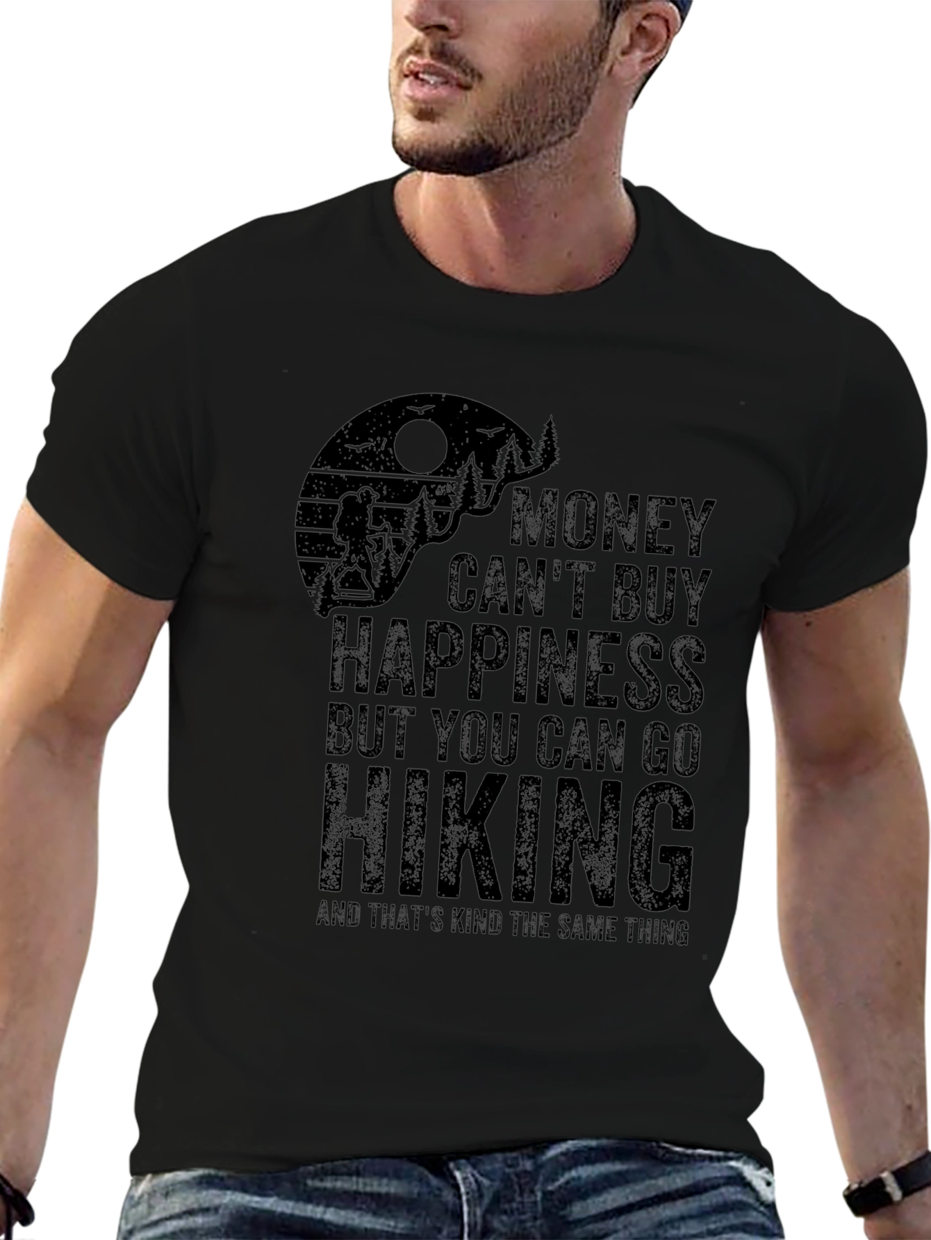 Hiking T-Shirt - Money Cant Buy Happiness