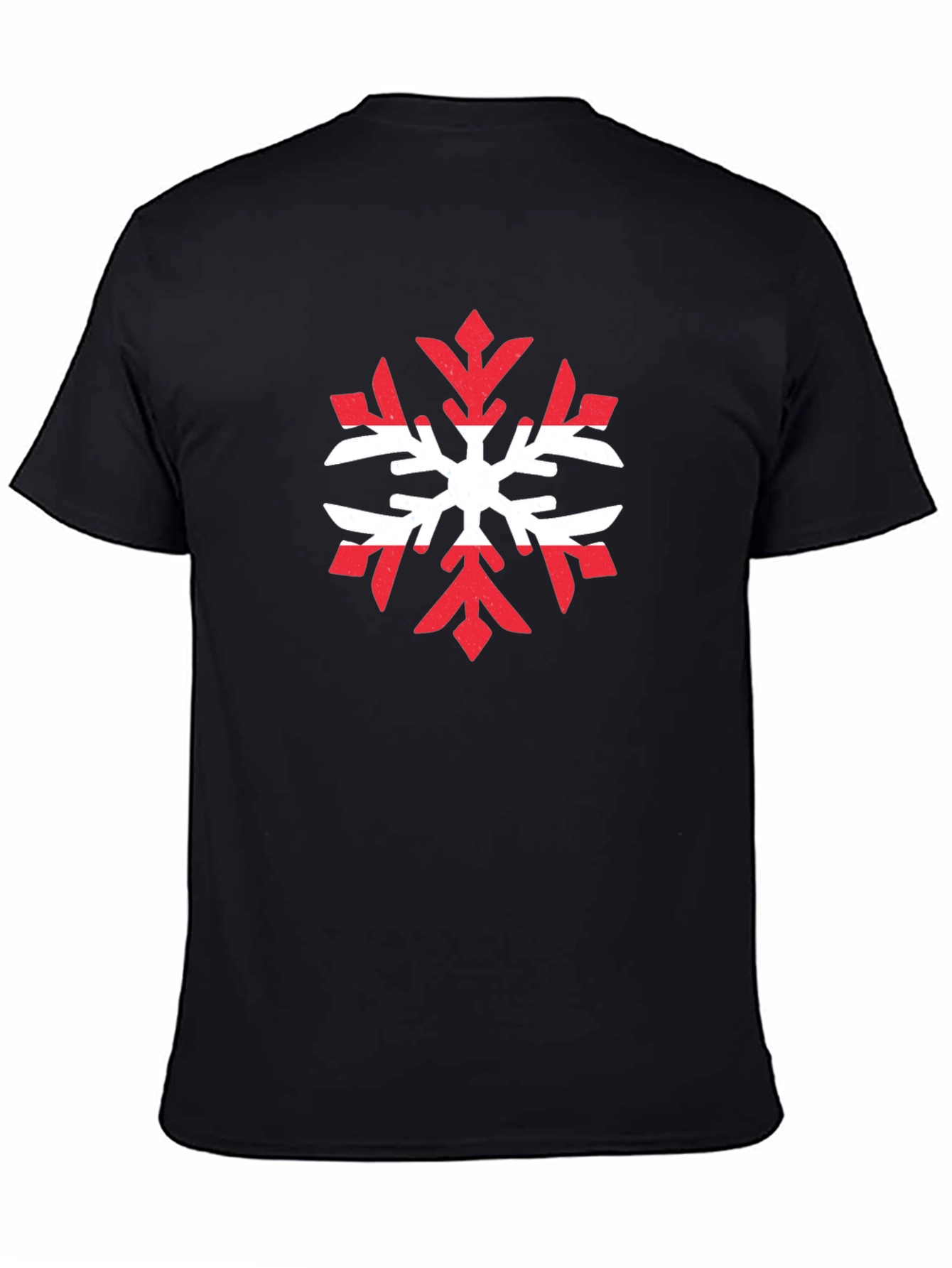 Austria Flag Snowflake Graphic Tee - Black