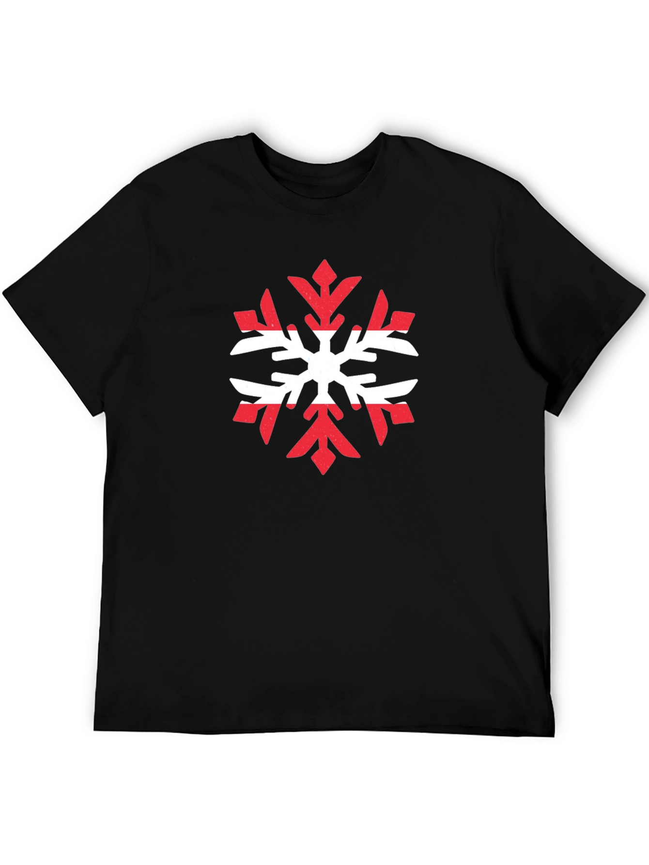 Austria Flag Snowflake Graphic Tee - Black