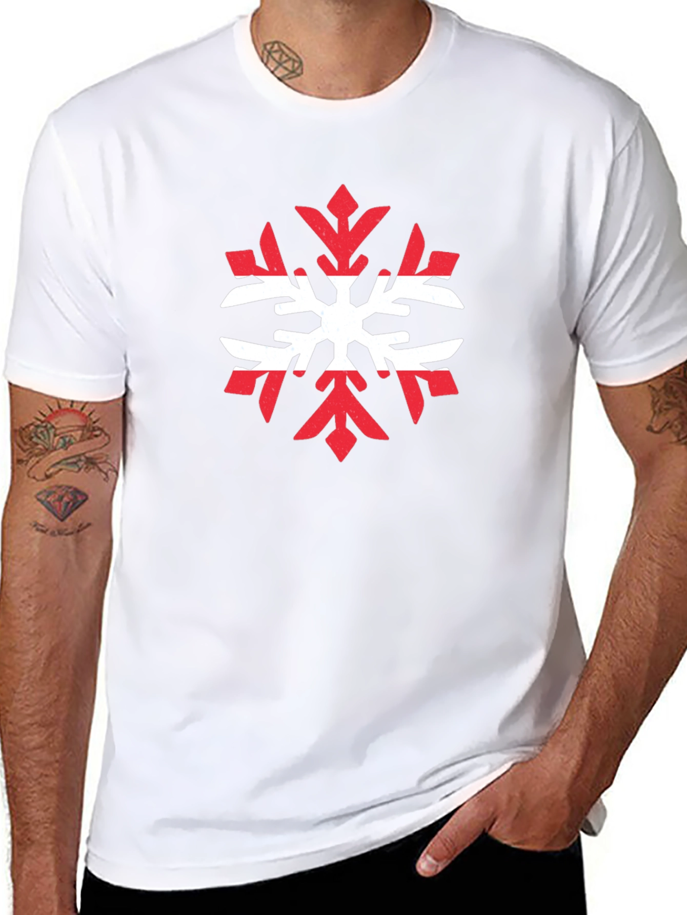 Austria Flag Snowflake Graphic Tee - Black